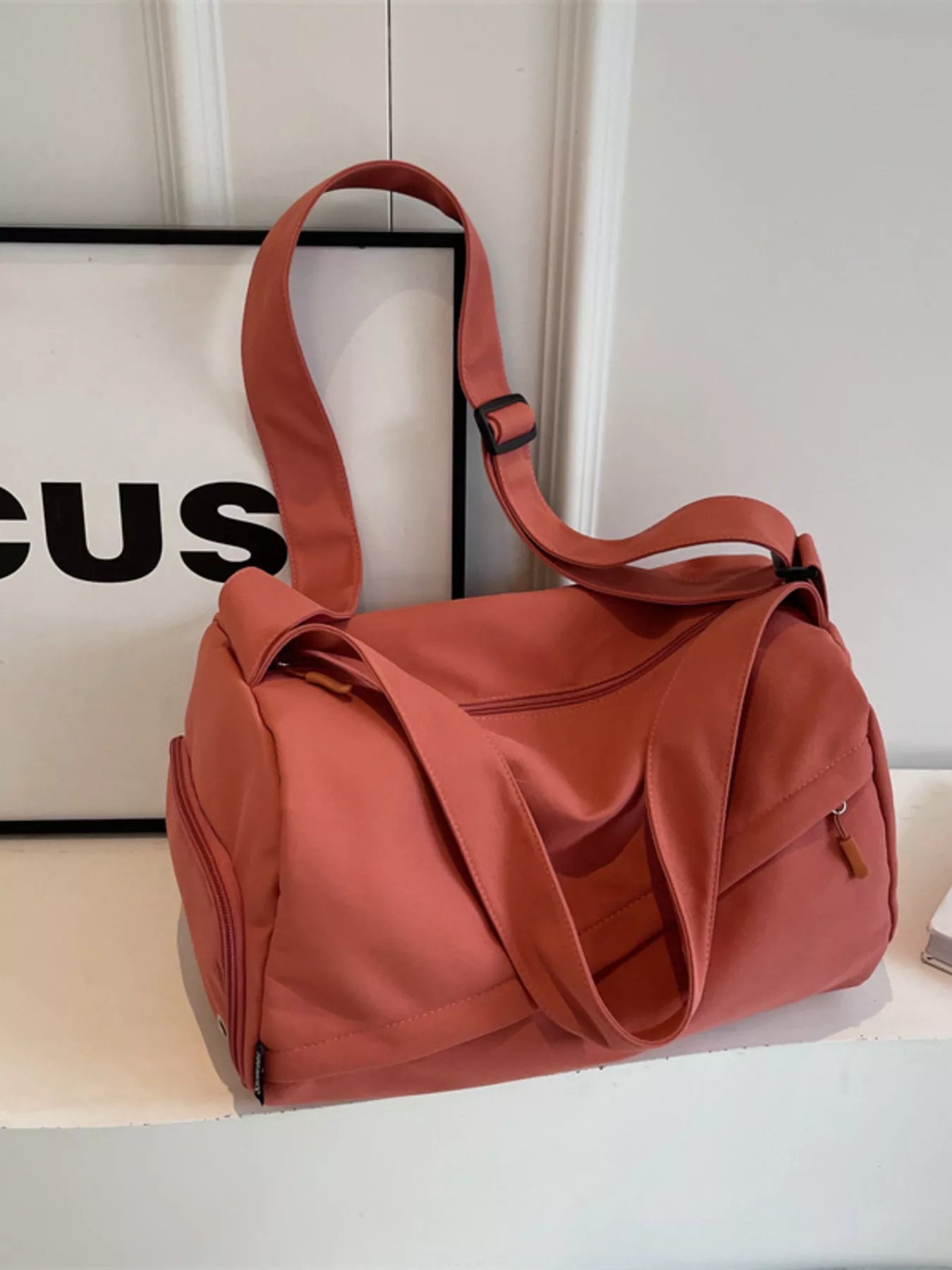 women's adjustable strap solid color travel bag - extra view