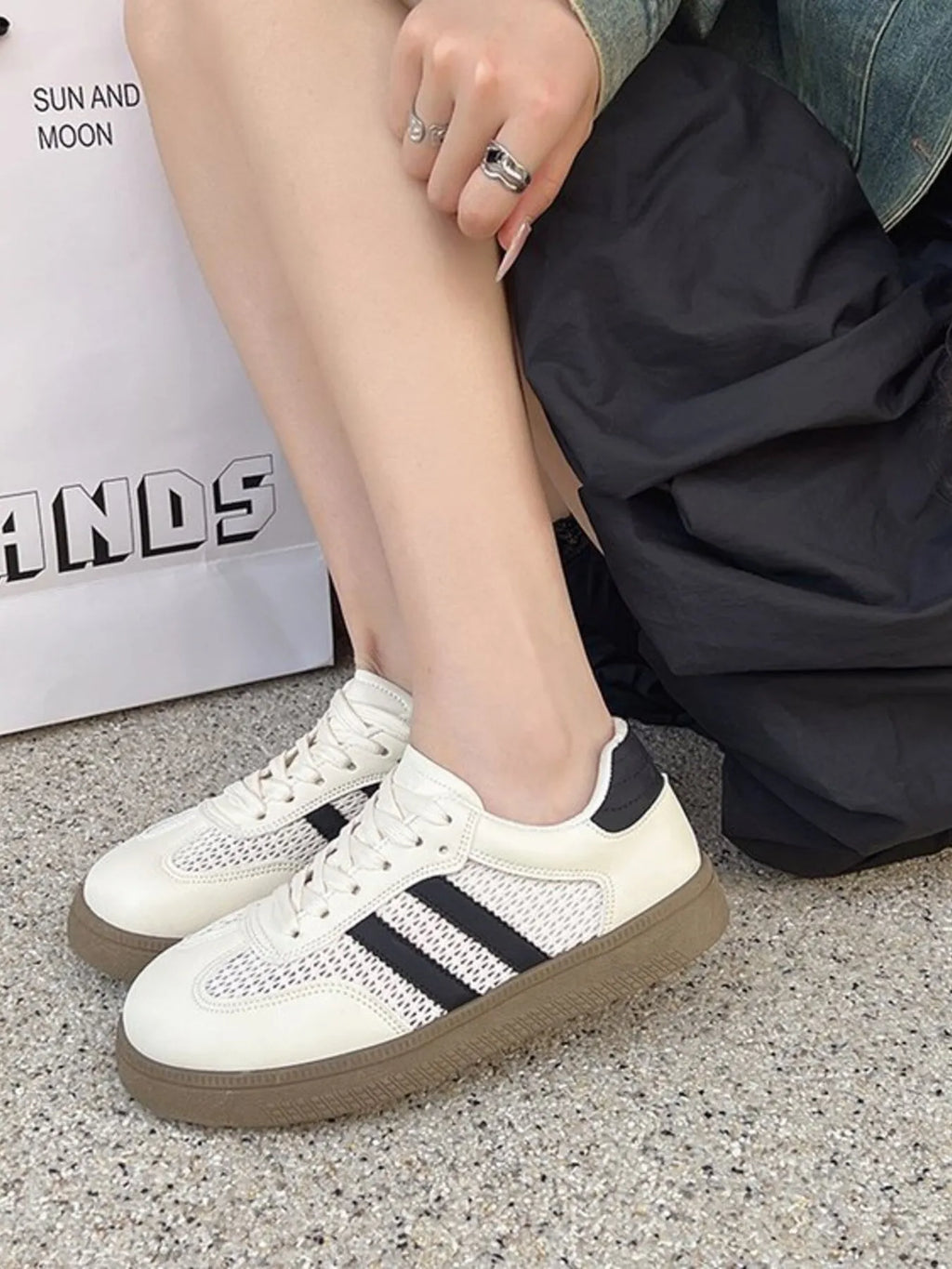 women's lace up round toe platform sneakers - styling option