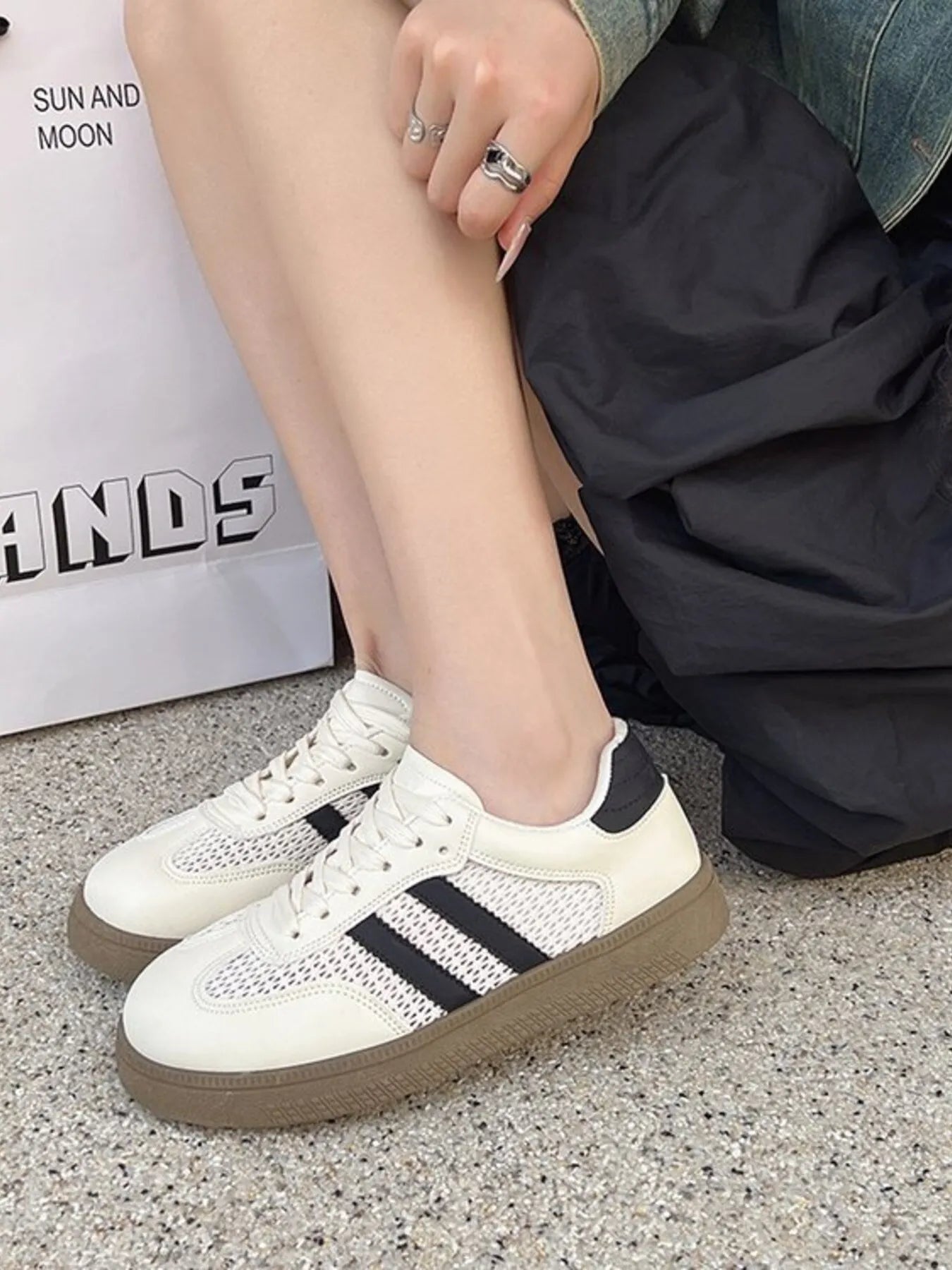 women's lace up round toe platform sneakers - styling option