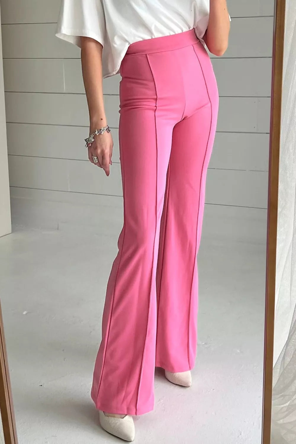 women's high-waisted bootcut pants - front view
