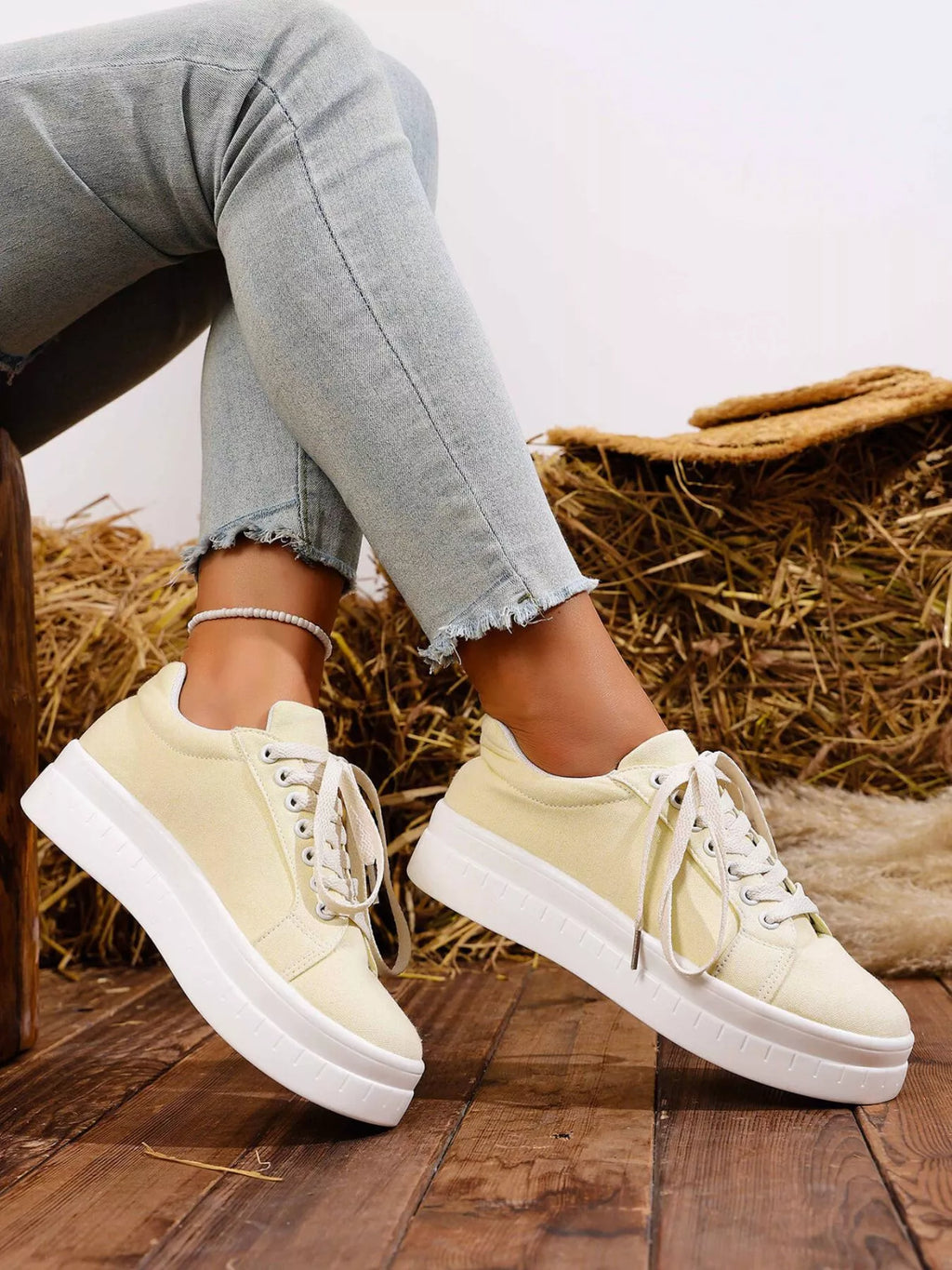 women's lace up platform sneakers - extra view