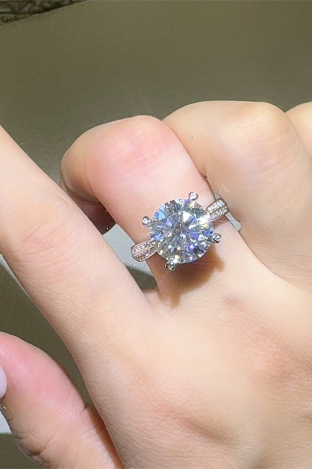 5 Carat Moissanite 925 Sterling Silver Ring Silver