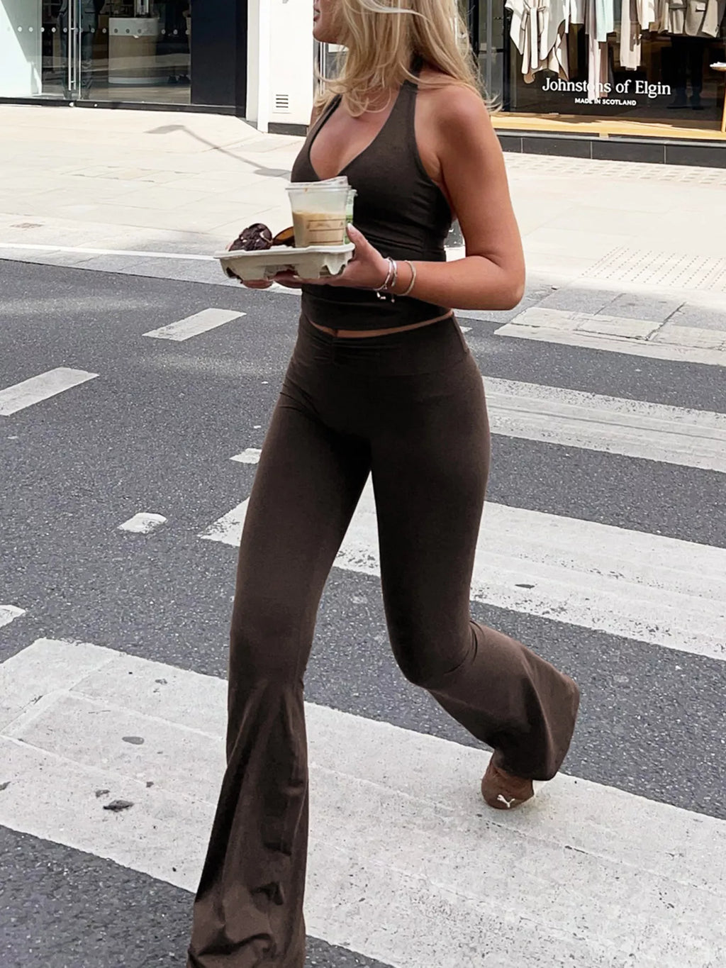 women's halter neck top & flare pants set - product detail