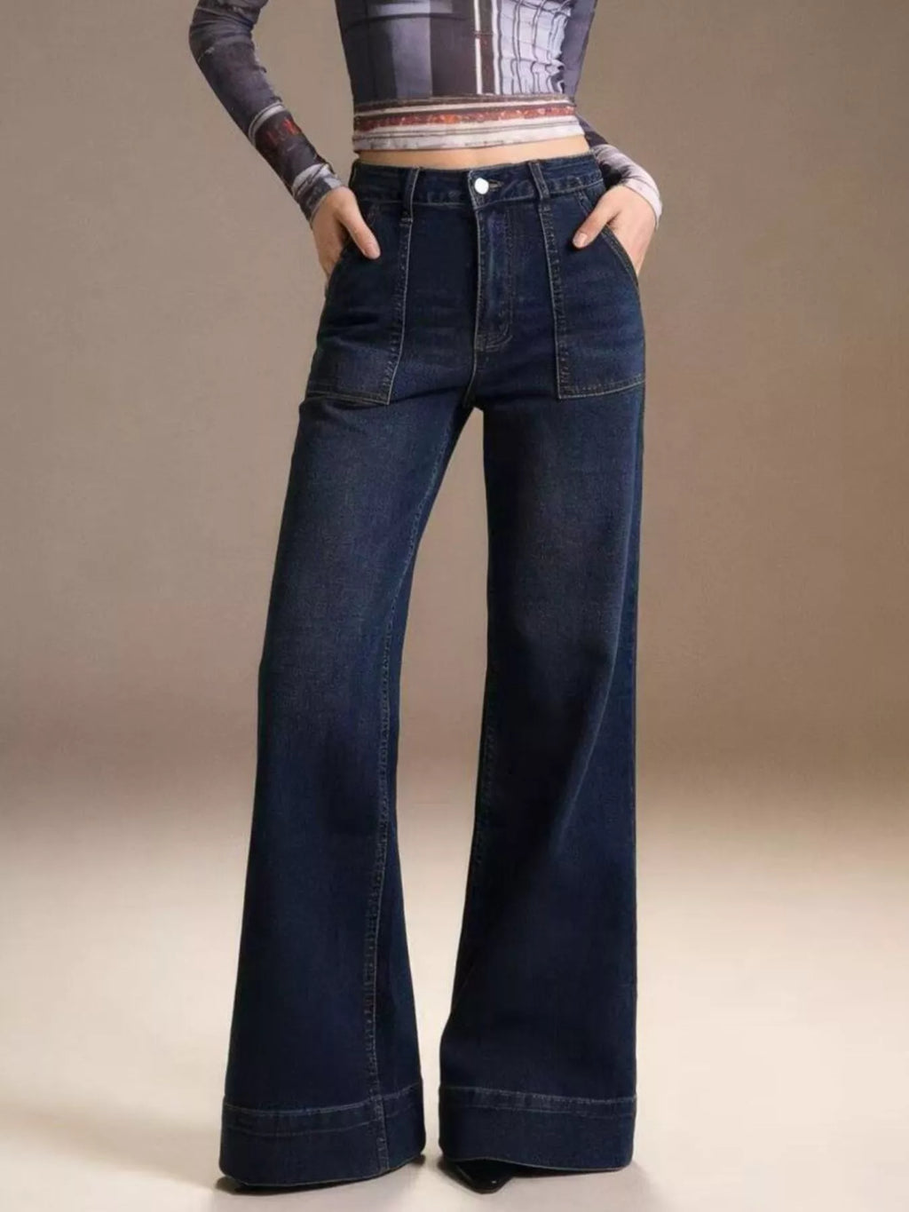 women's high-waisted flare leg jeans - styling option
