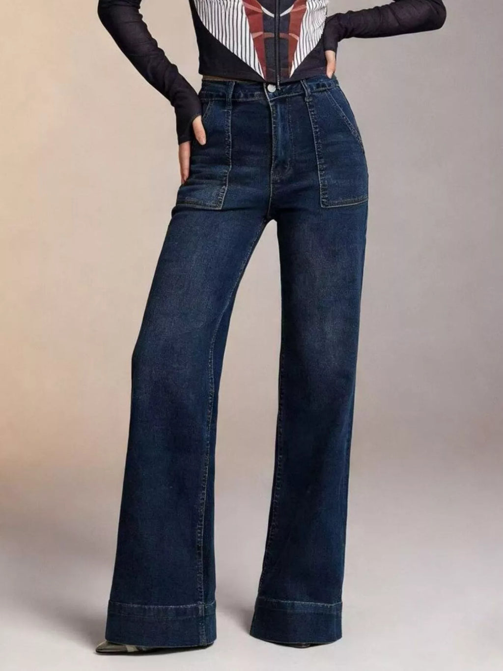 women's high-waisted flare leg jeans - extra view