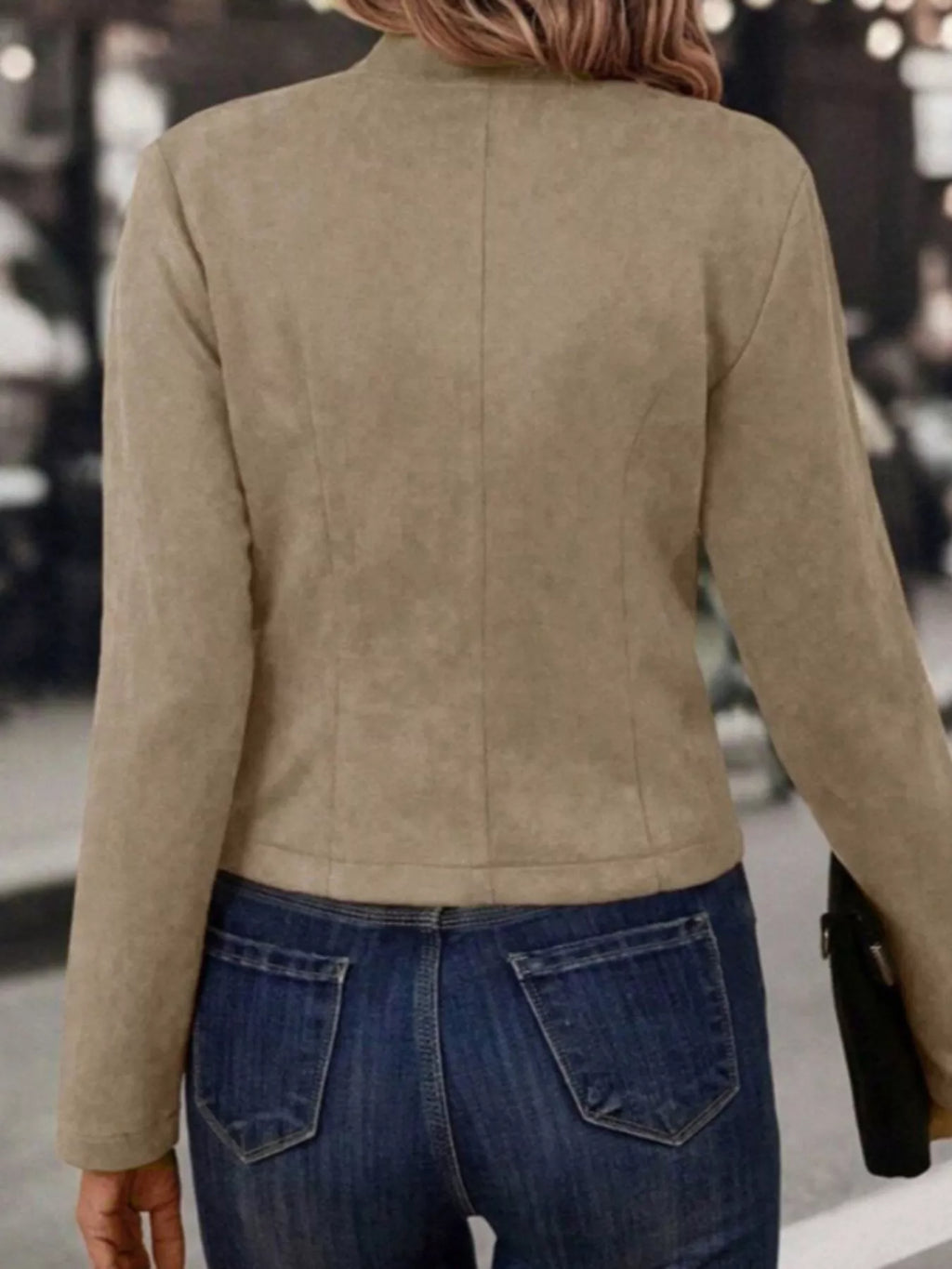 women's open front cropped jacket - second view