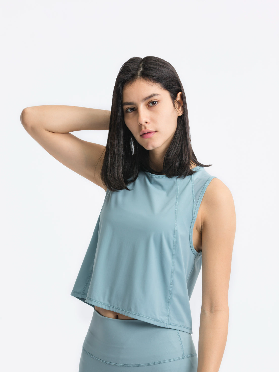 Millennia Round Neck Cropped Active Tank Air Force Blue