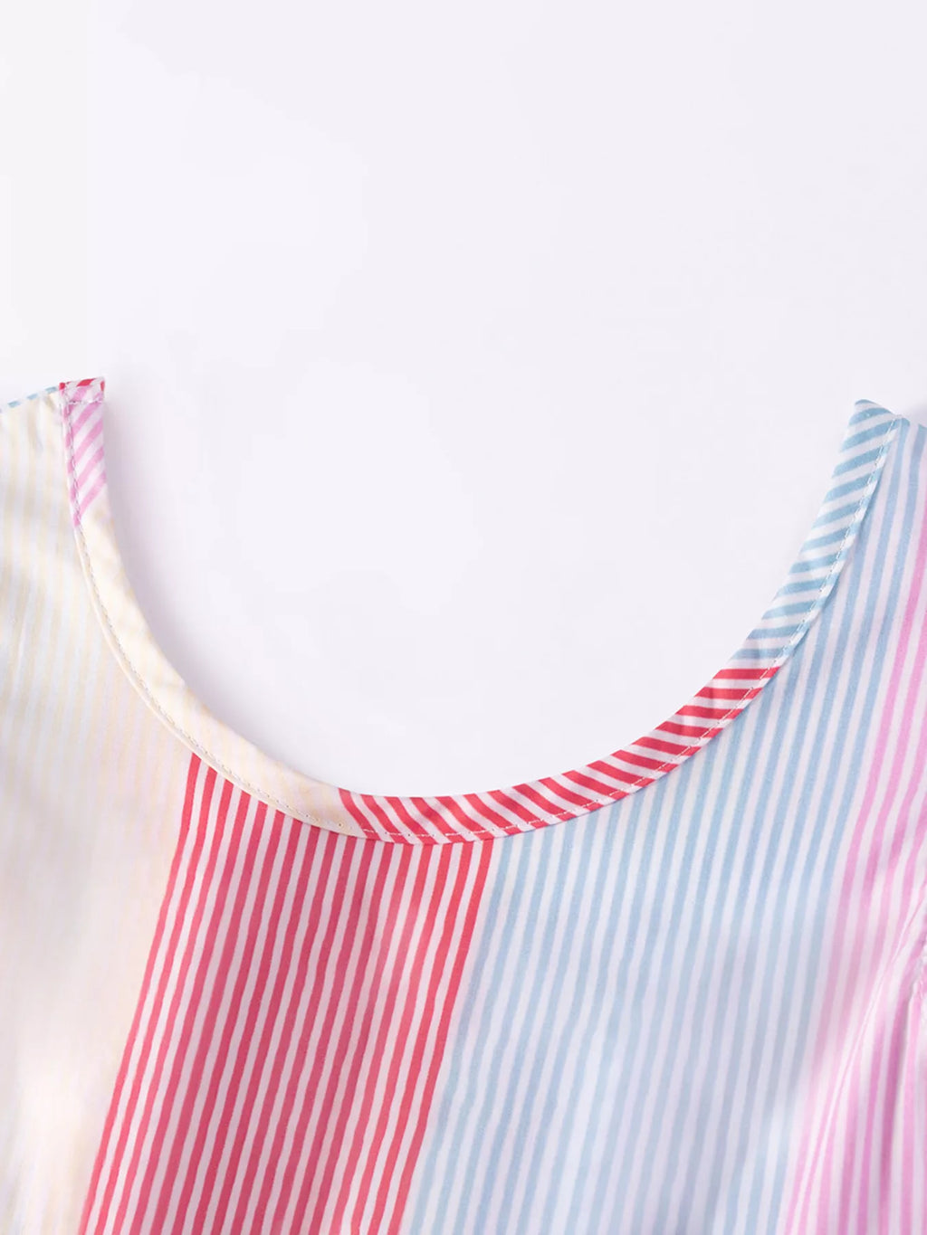 women's children's striped ruffle sleeve casual dress - close-up detail