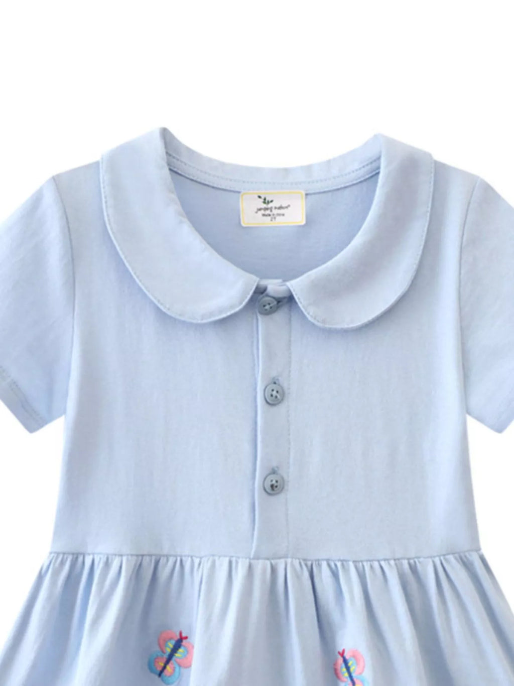 women's children's butterfly floral peter pan collar dress - back view