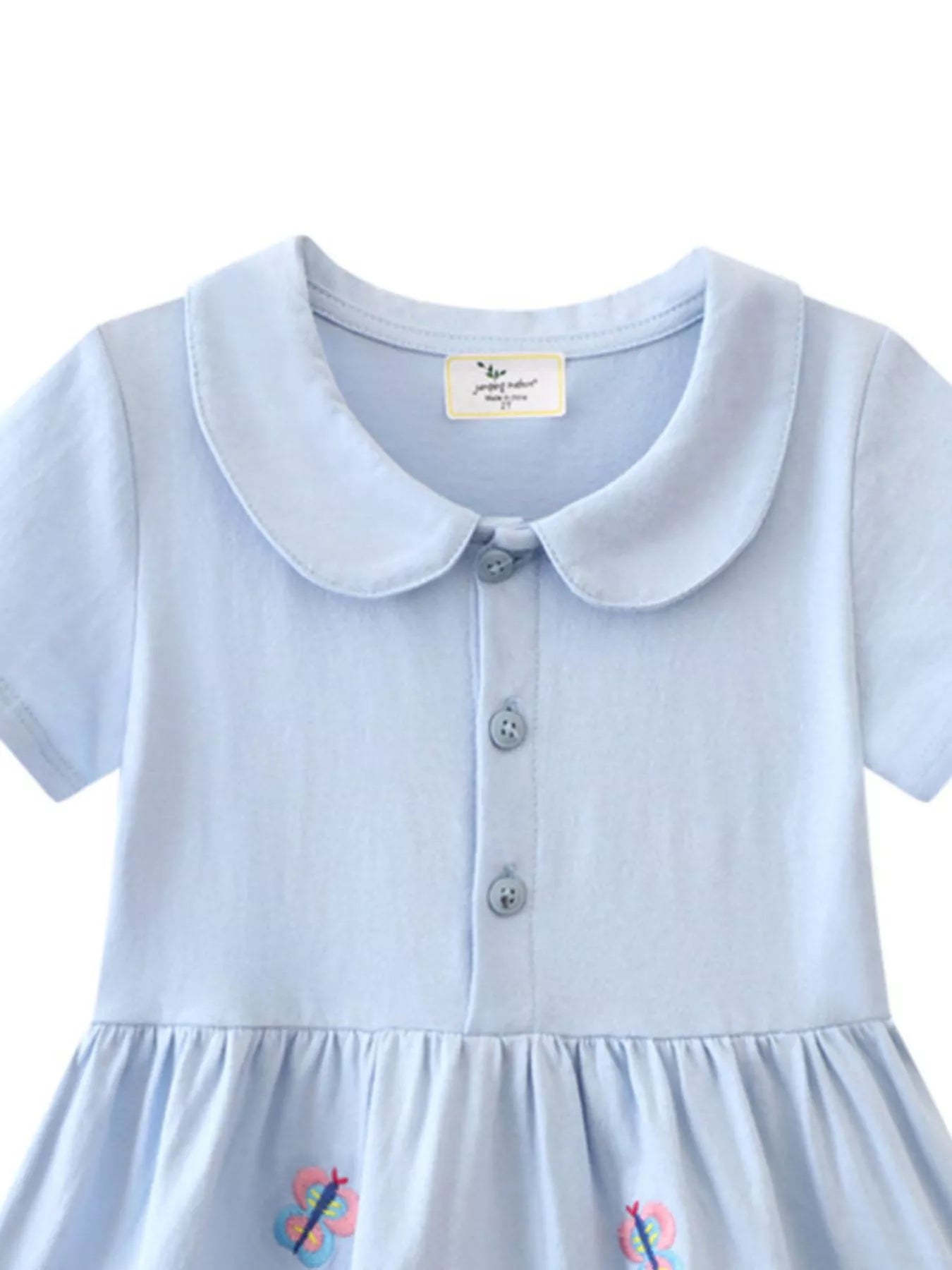 women's children's butterfly floral peter pan collar dress - back view