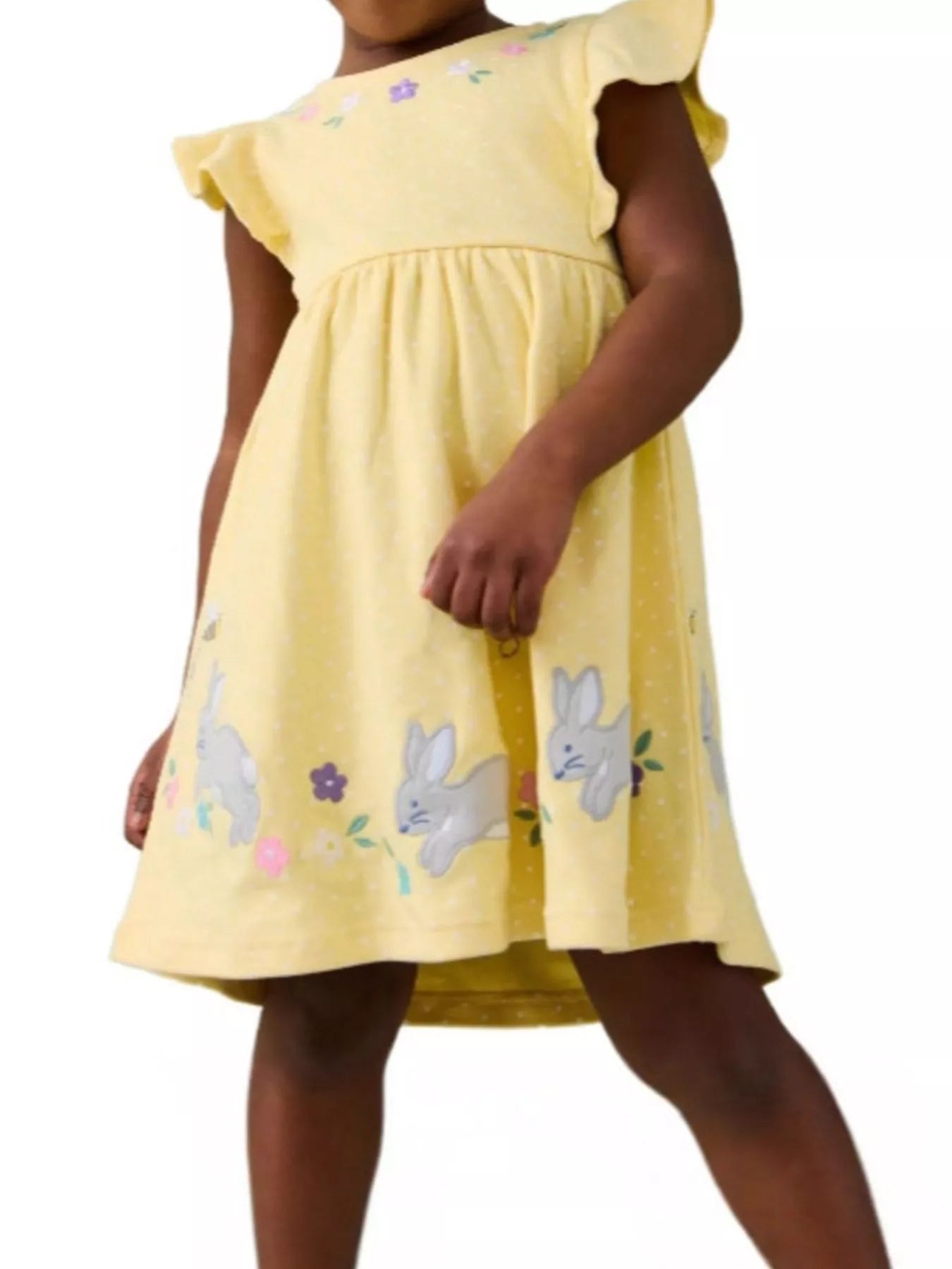 women's children's floral bunny embroidered polka dot dress - main product image