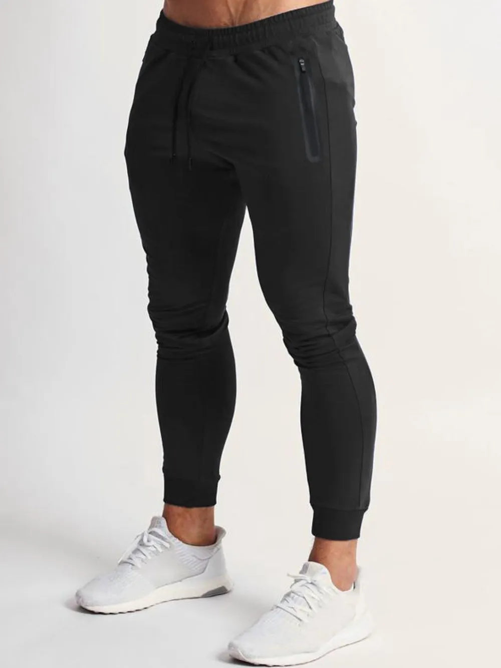 Men's Full Size Drawstring Pants with Pockets Plus Size Black
