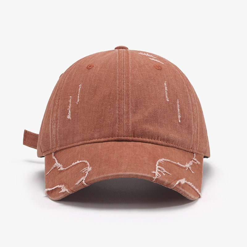 Raw Hem Adjustable Cap Caramel One Size