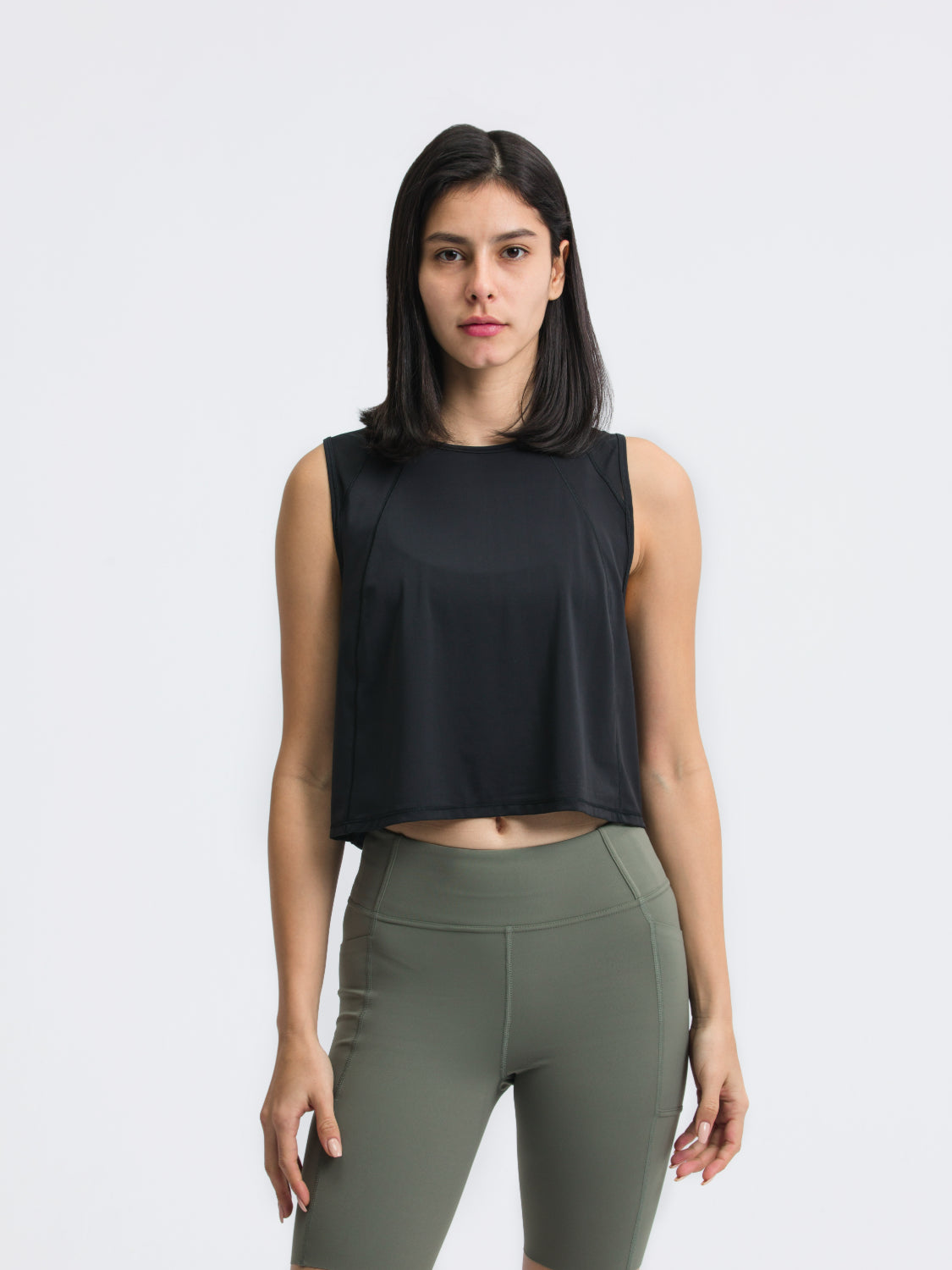 Millennia Round Neck Cropped Active Tank