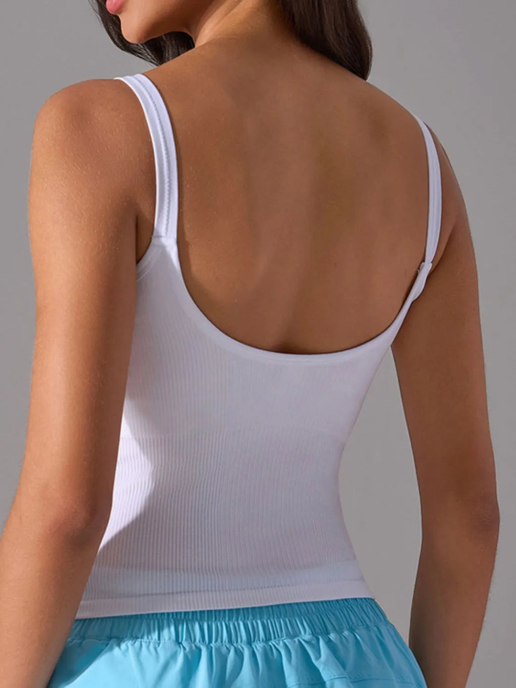 women's scoop neck active tank with detachable chest pads - extra view