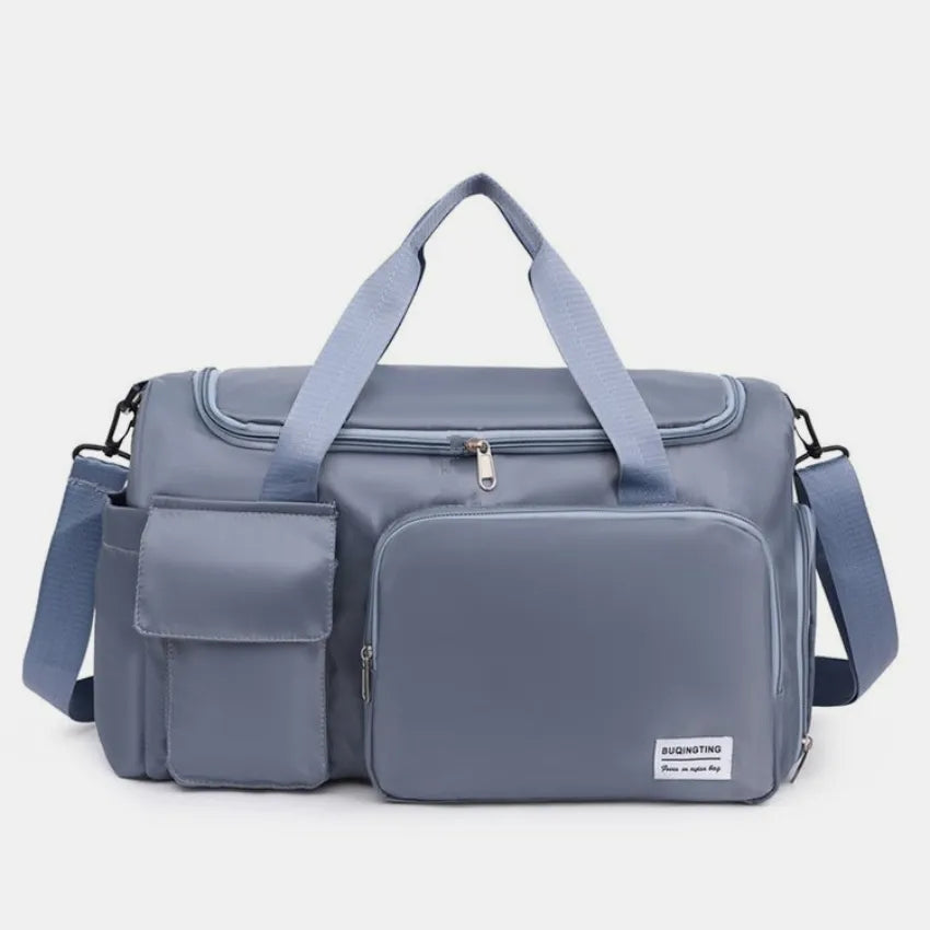 Oxford Cloth Detachable Strap Travel Bag Dusty Blue One Size