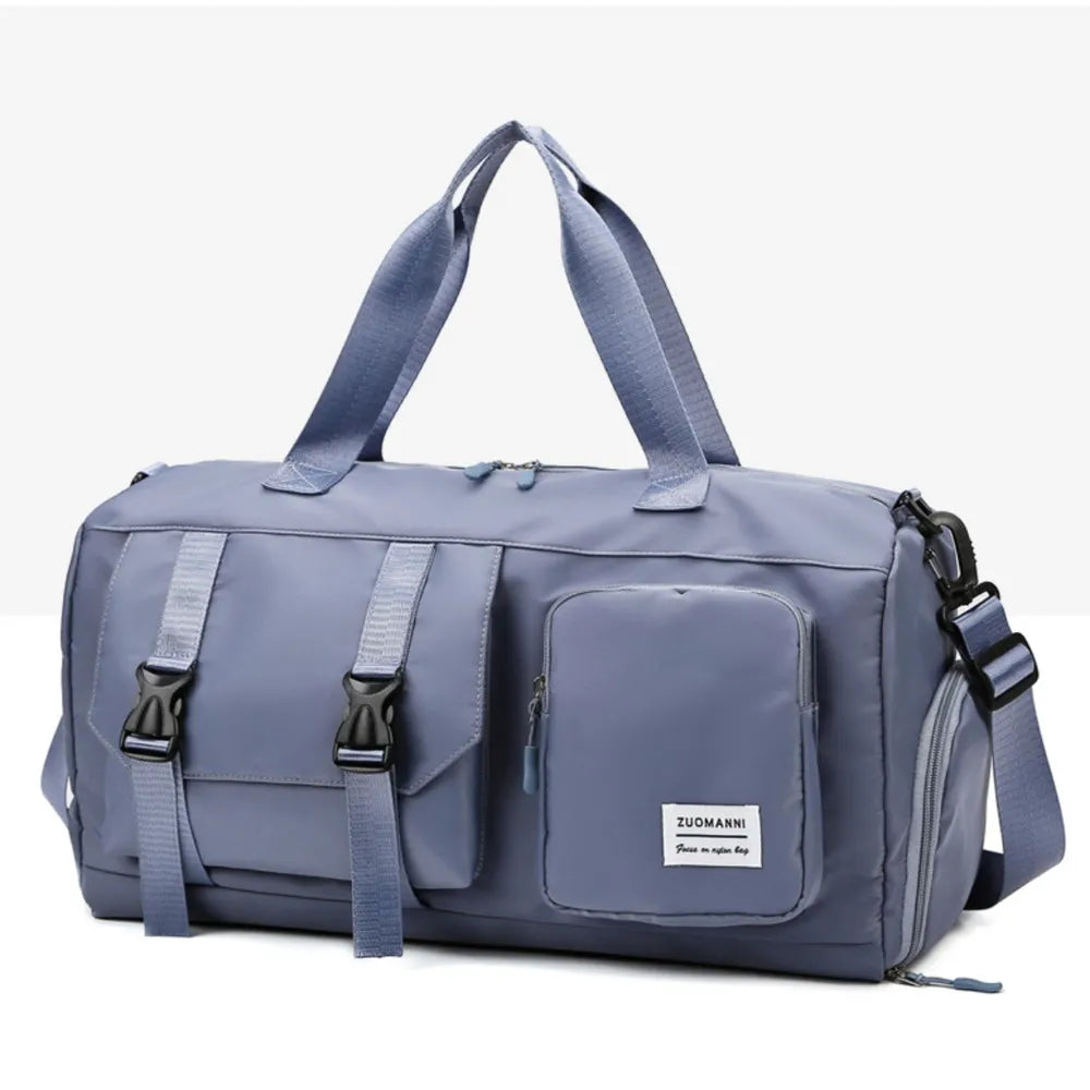 Oxford Cloth Multi-Pocket Travel Bag Light Indigo One Size
