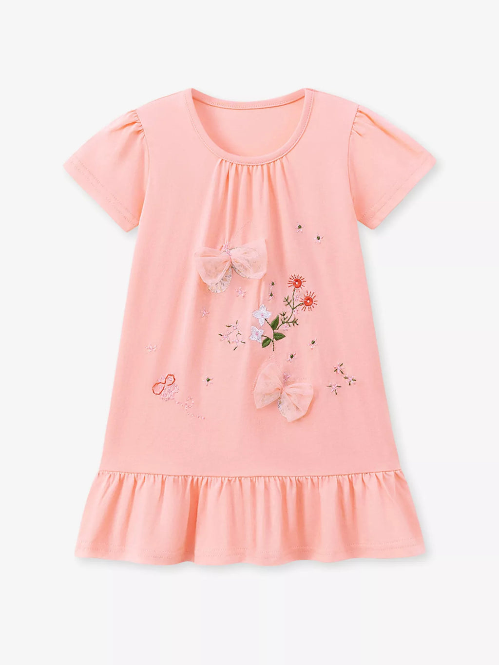 women's children's ruffled hem short sleeve dress - lifestyle shot