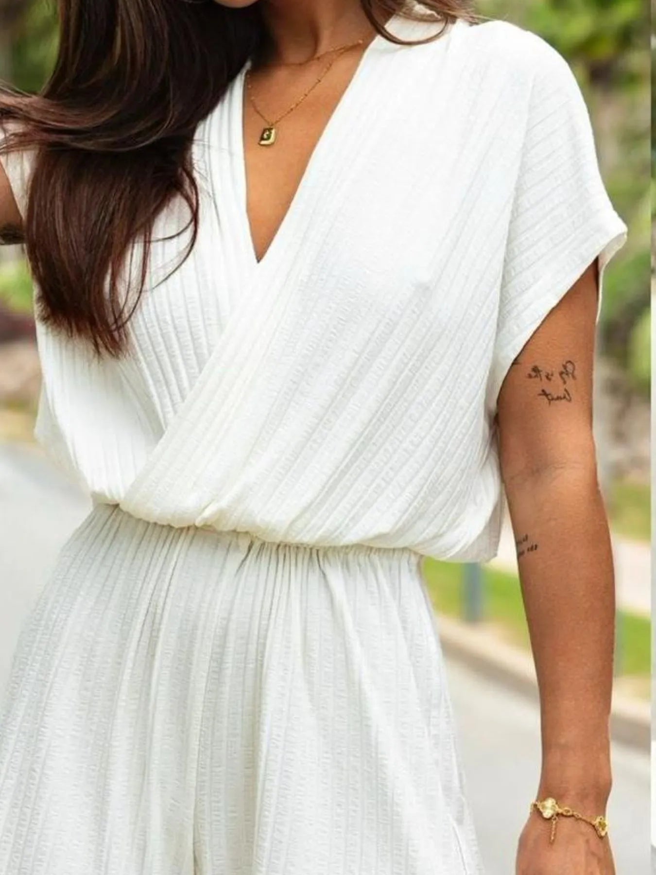 Surplice Short Sleeve Romper