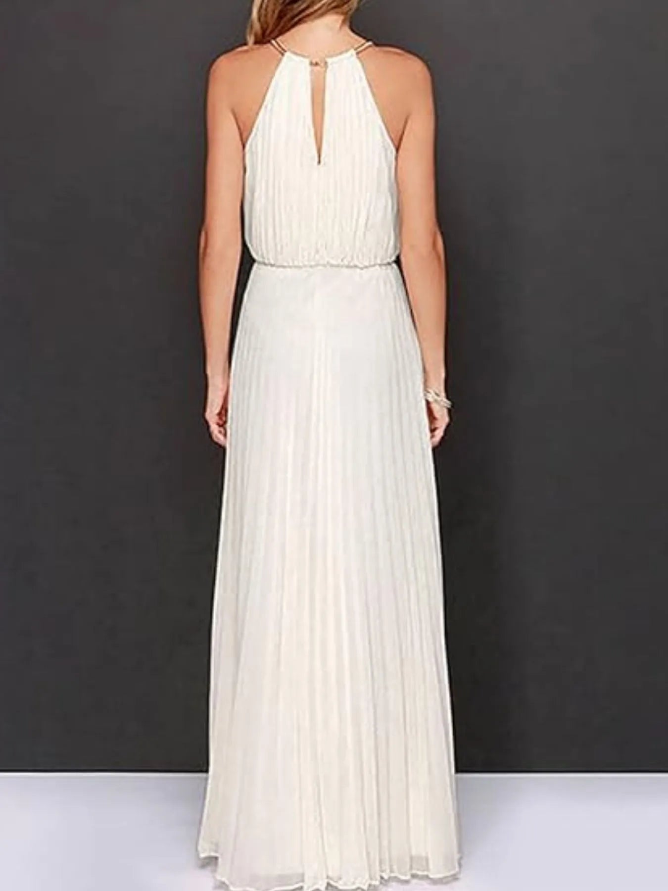 Pleated Sleeveless Maxi Tank Dress