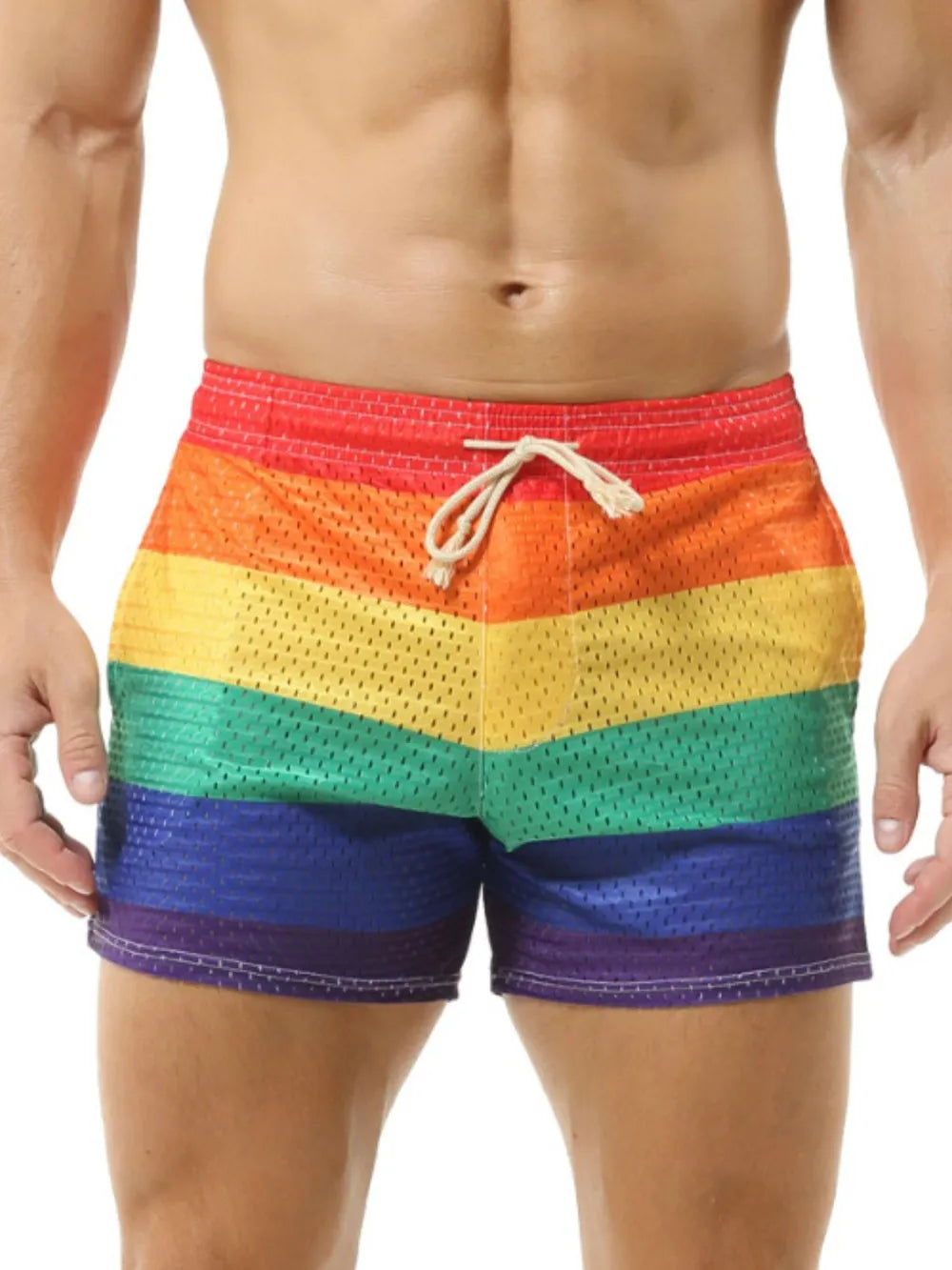 men's color block drawstring shorts styled as a men’s shorts