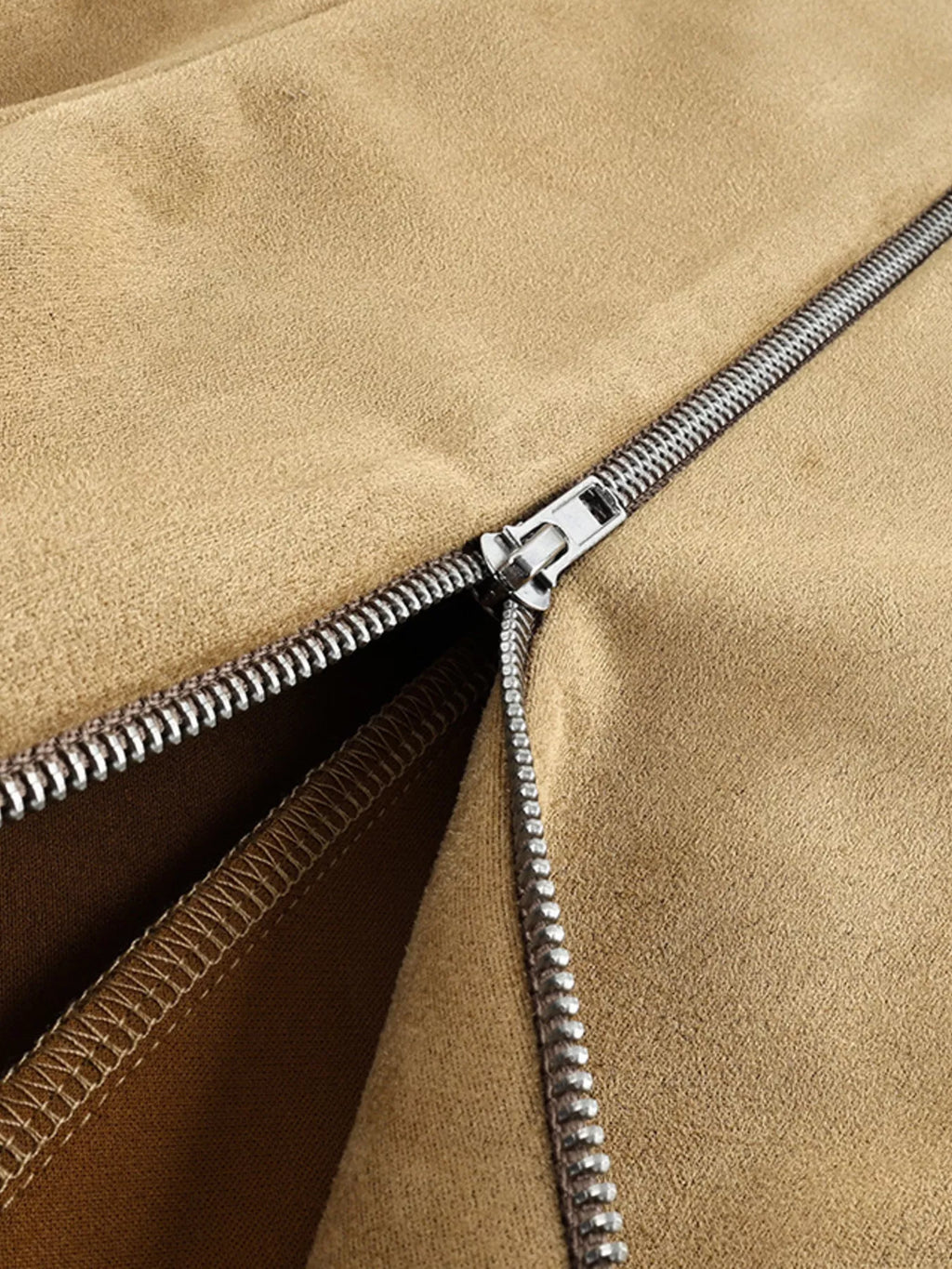 women's suede zip-up fitted jacket - extra view