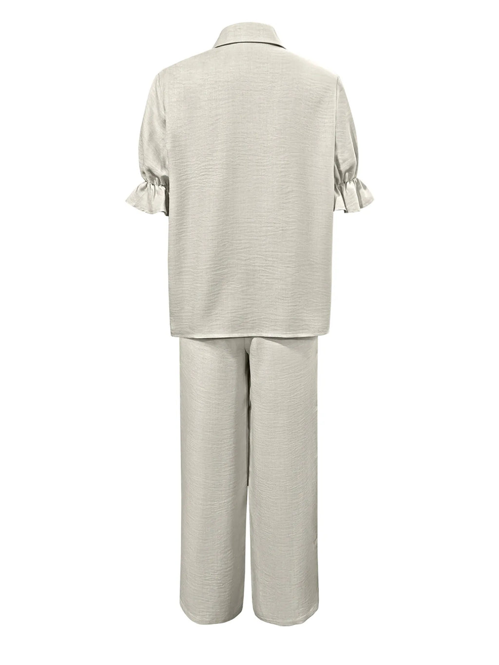 Plus Size Button-Down Shirt and Wide-Leg Pants Set