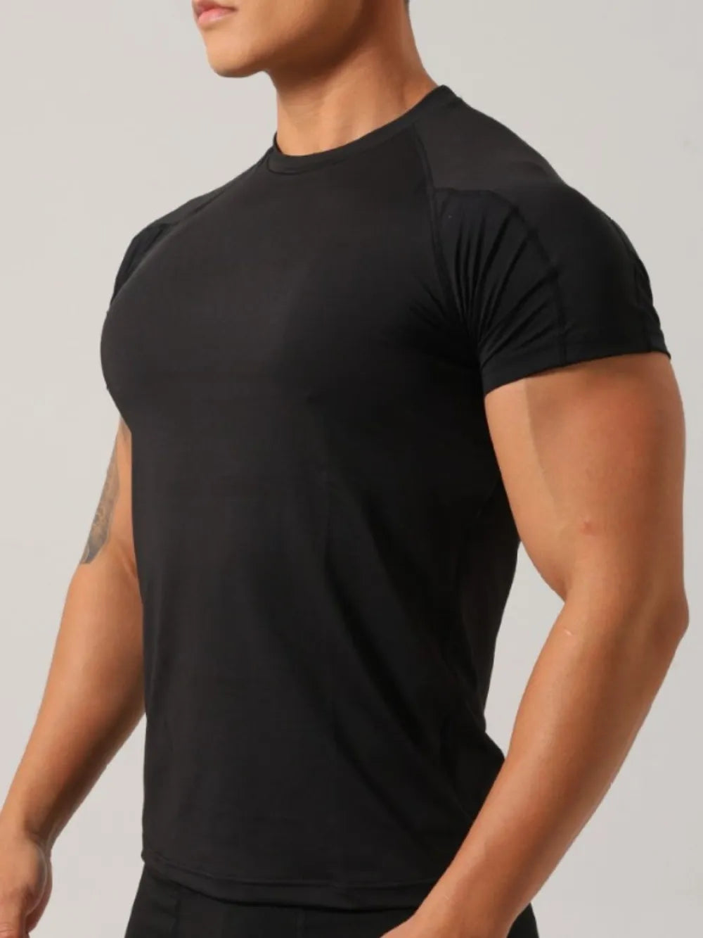 Men's Plus Size Round Neck Short Sleeve T-Shirt Black