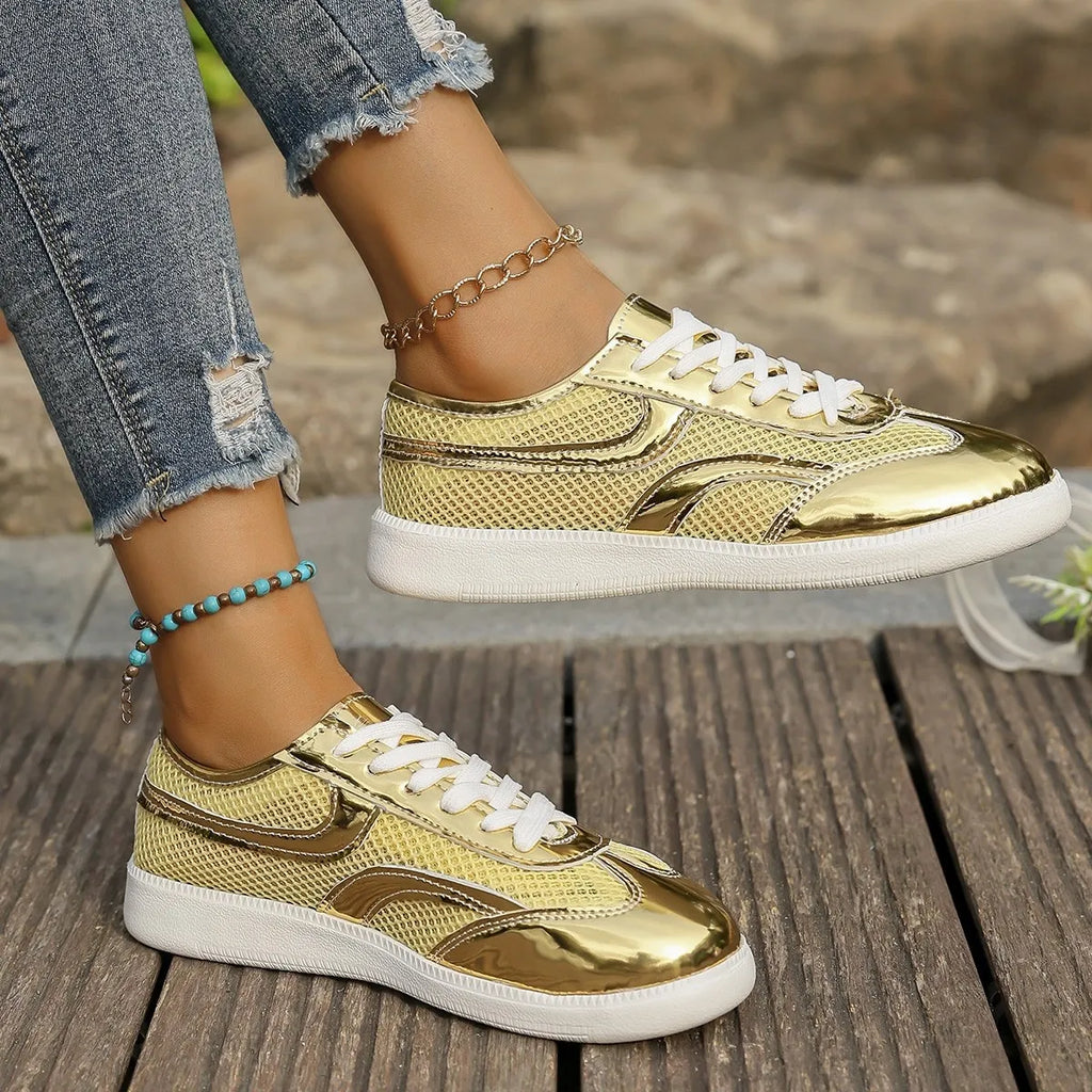 women's mesh lace up sneakers - additional angle