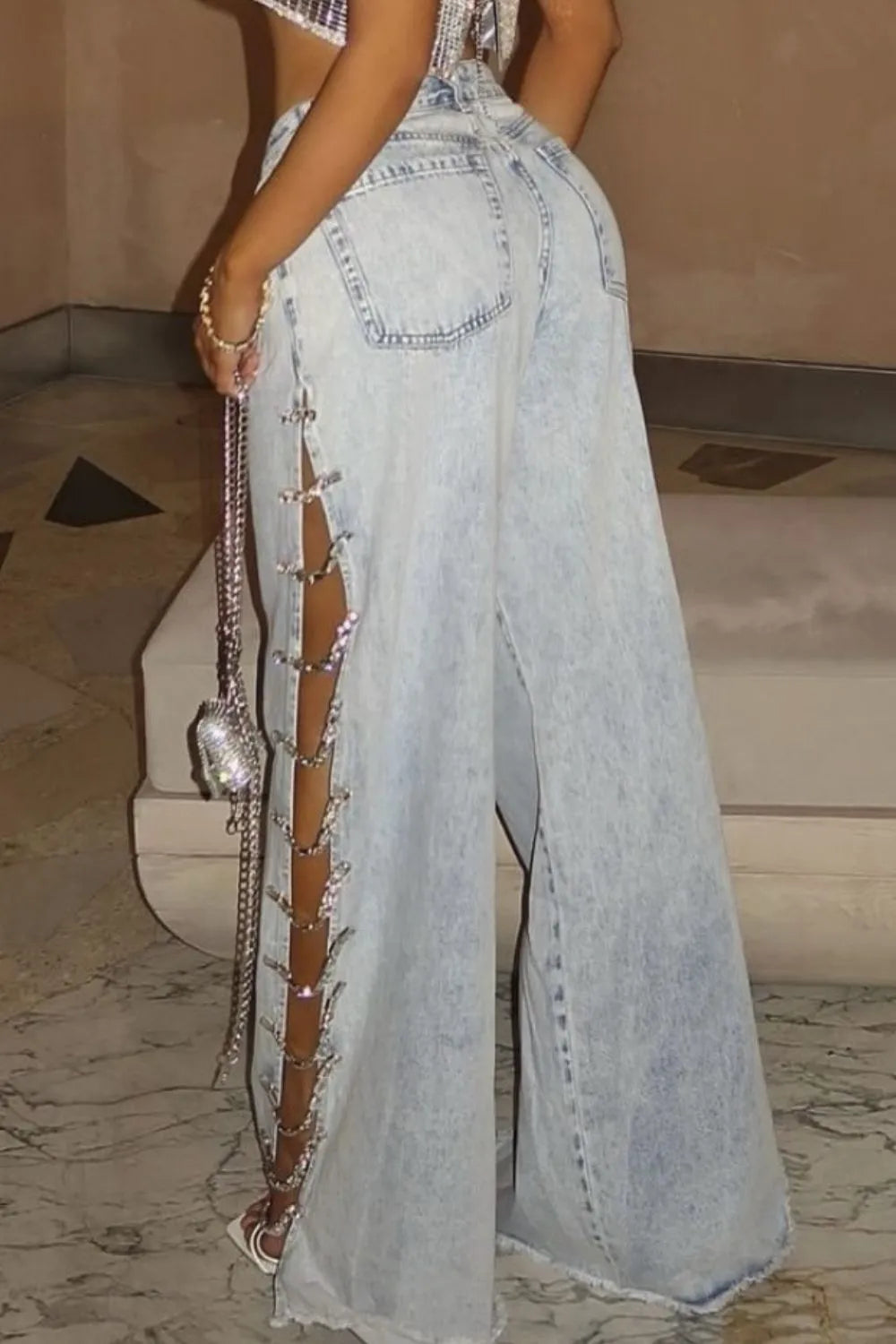 Side Chain Wide Leg Jeans