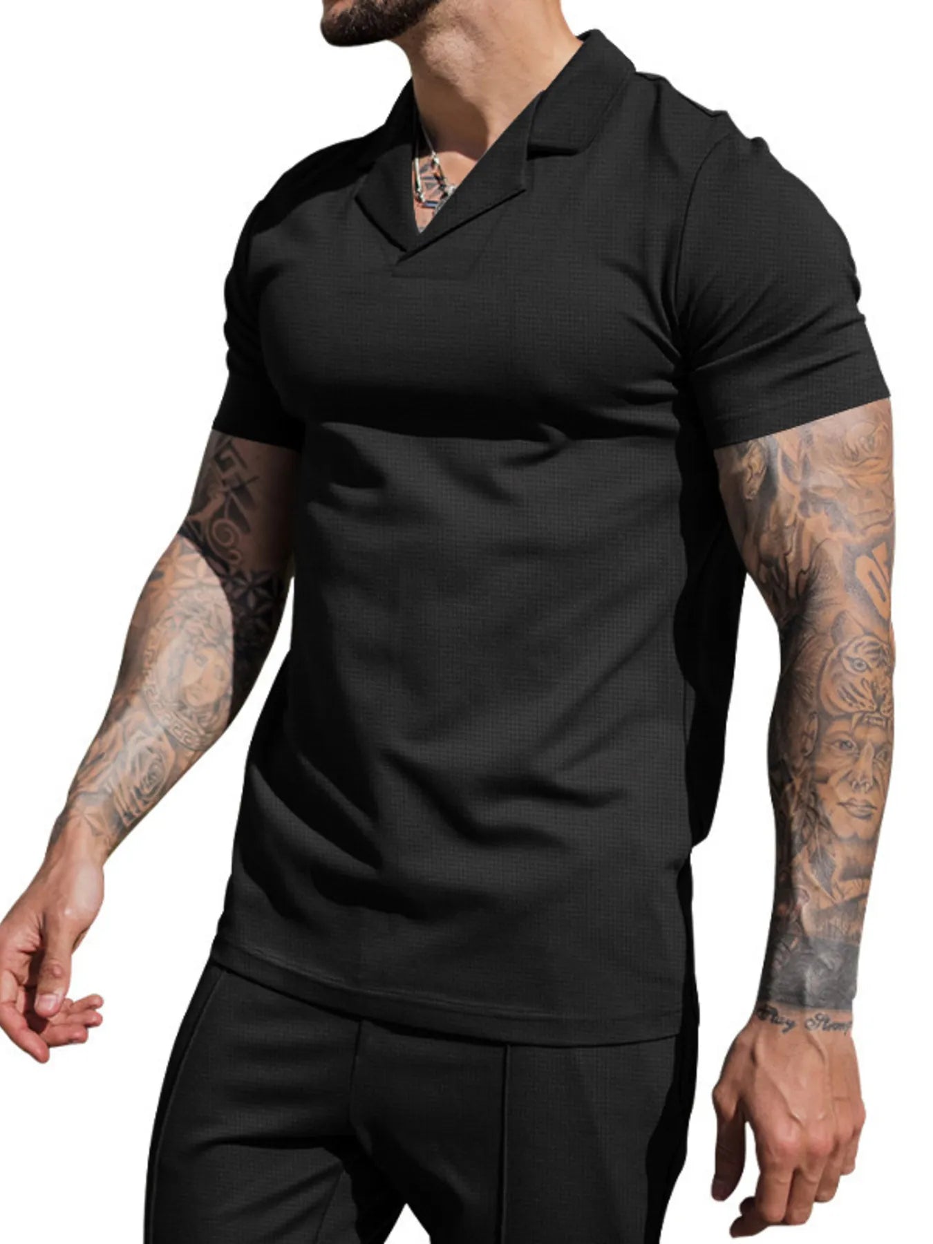 men's men's plus size short sleeve top and shorts set - additional image