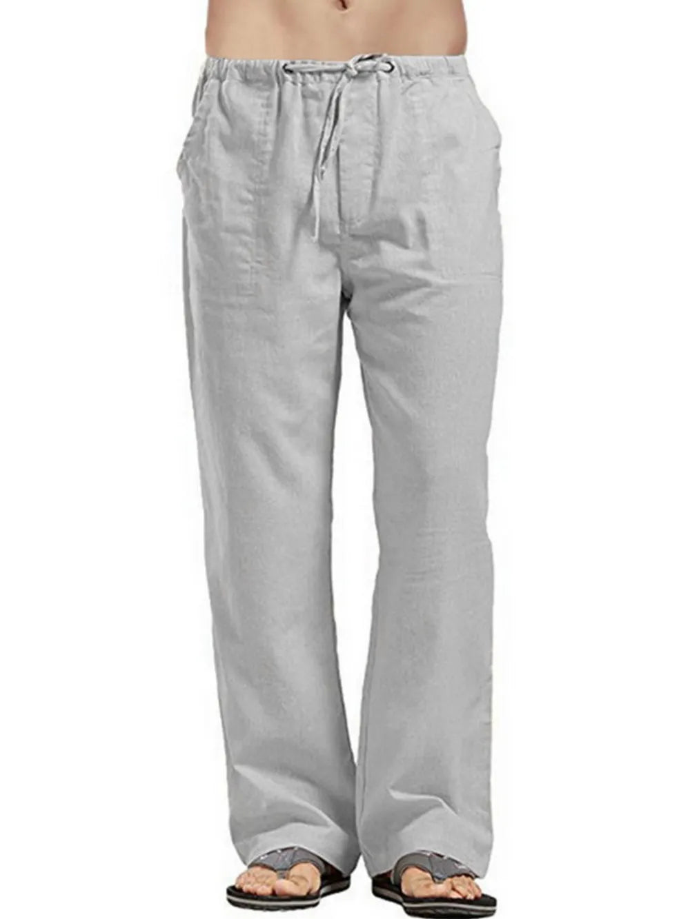 Men's Full Size Drawstring Pants with Pockets Plus Size Gray