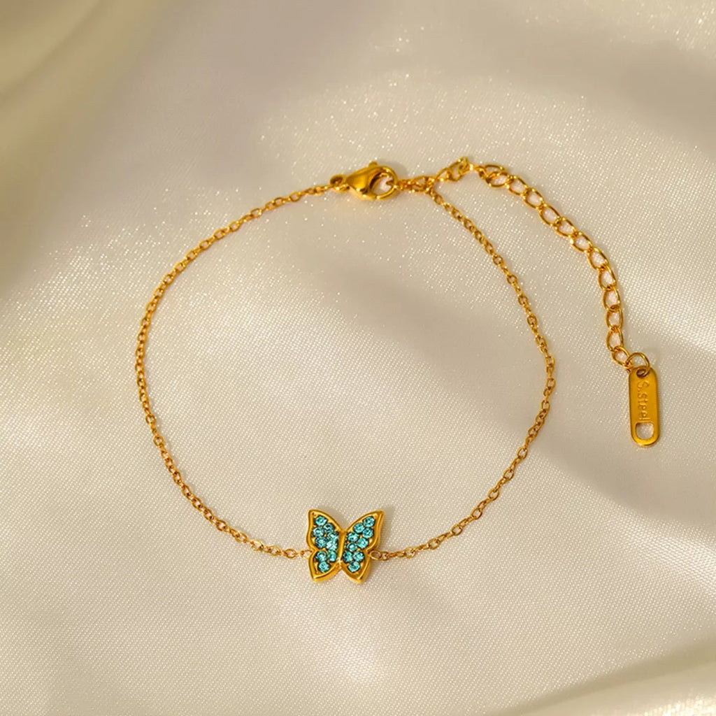 women's 18k gold-plated butterfly adjustable bracelet - lifestyle shot