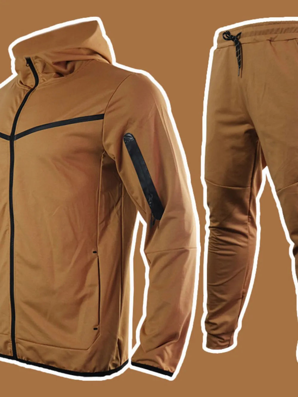 Men's Full Size Zip Up Top and Pants Set Plus Size