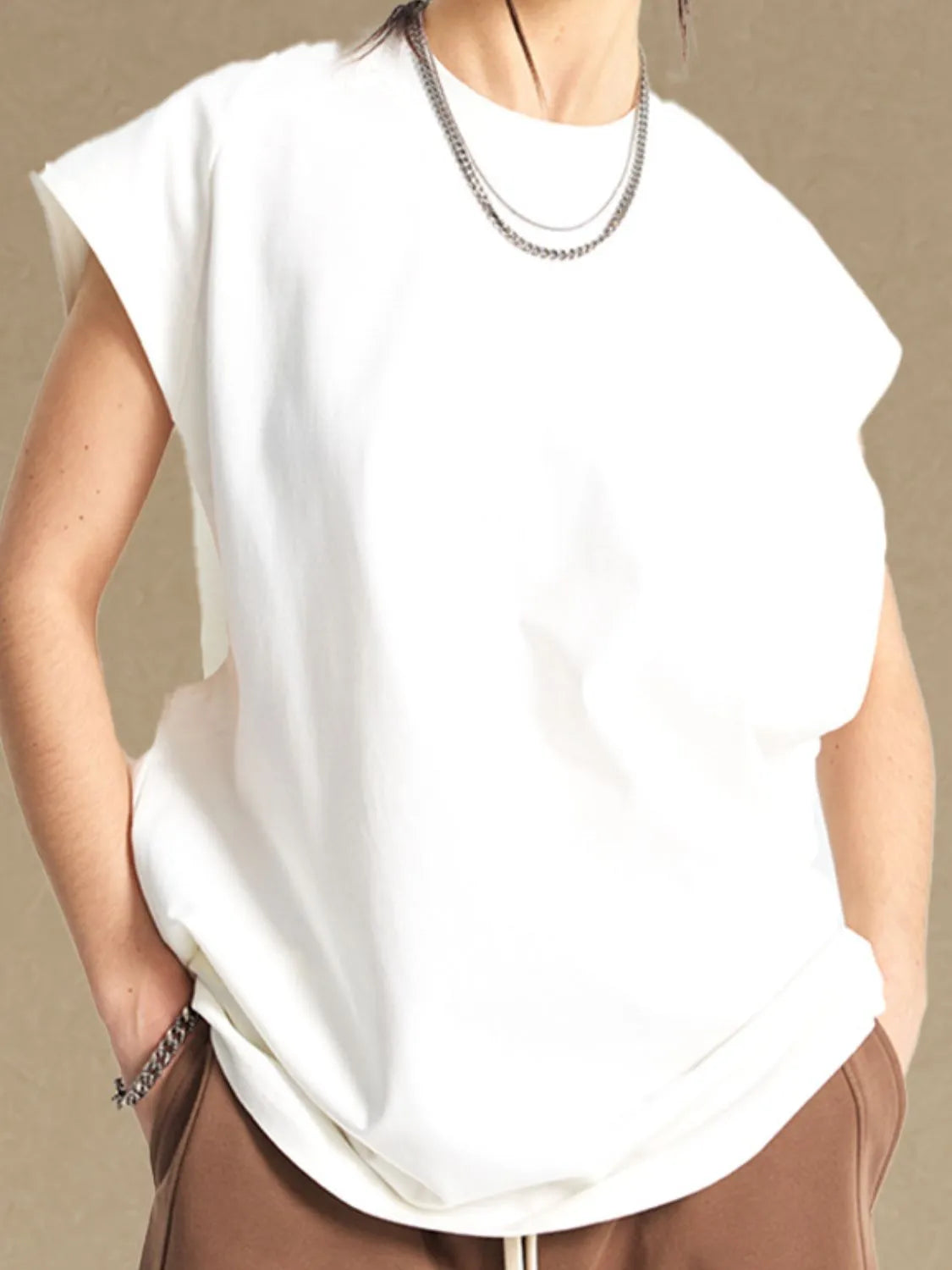 Men's Round Neck Tank White
