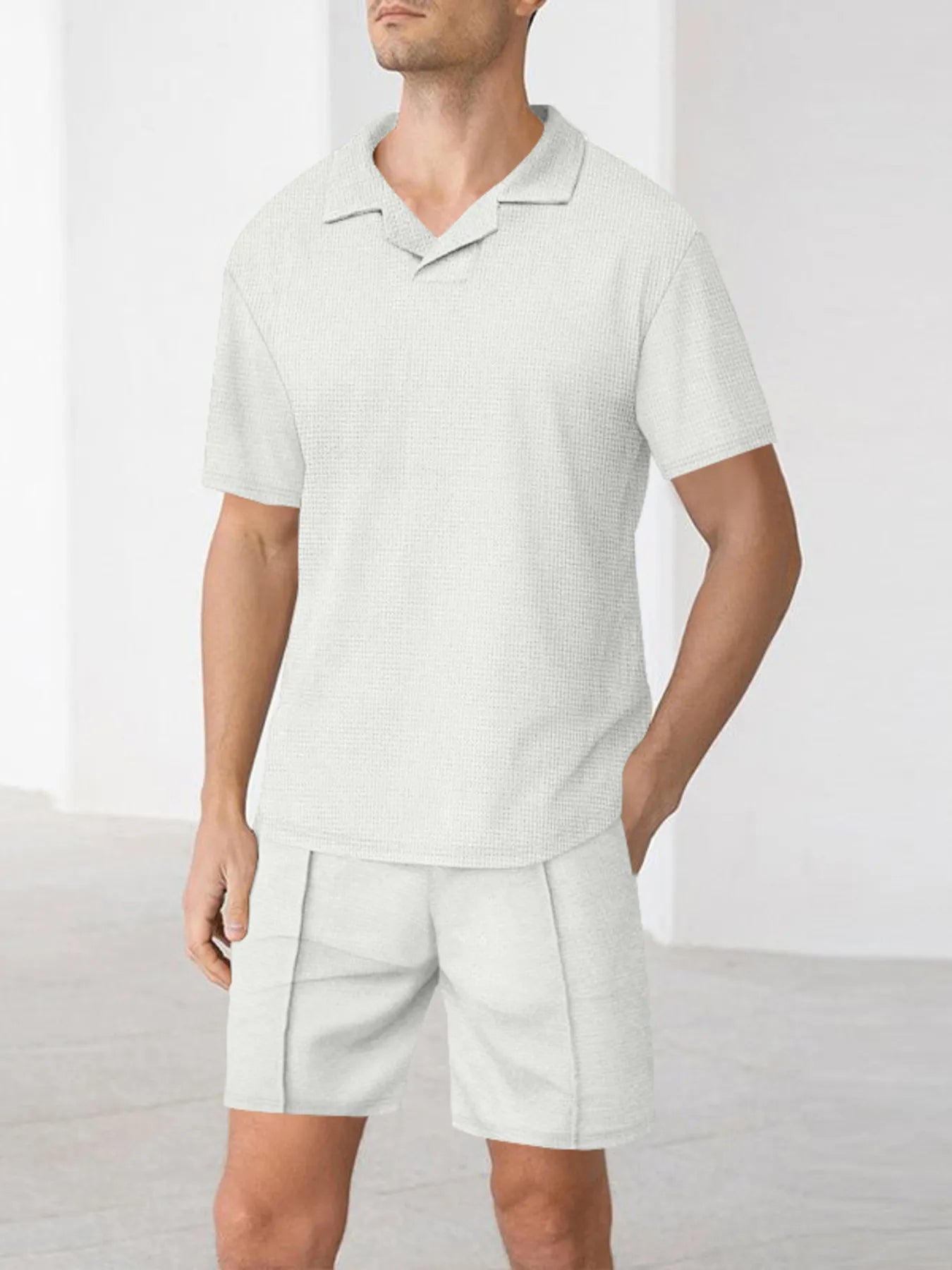 men's men's full size short sleeve top and shorts matching set plus size - product detail