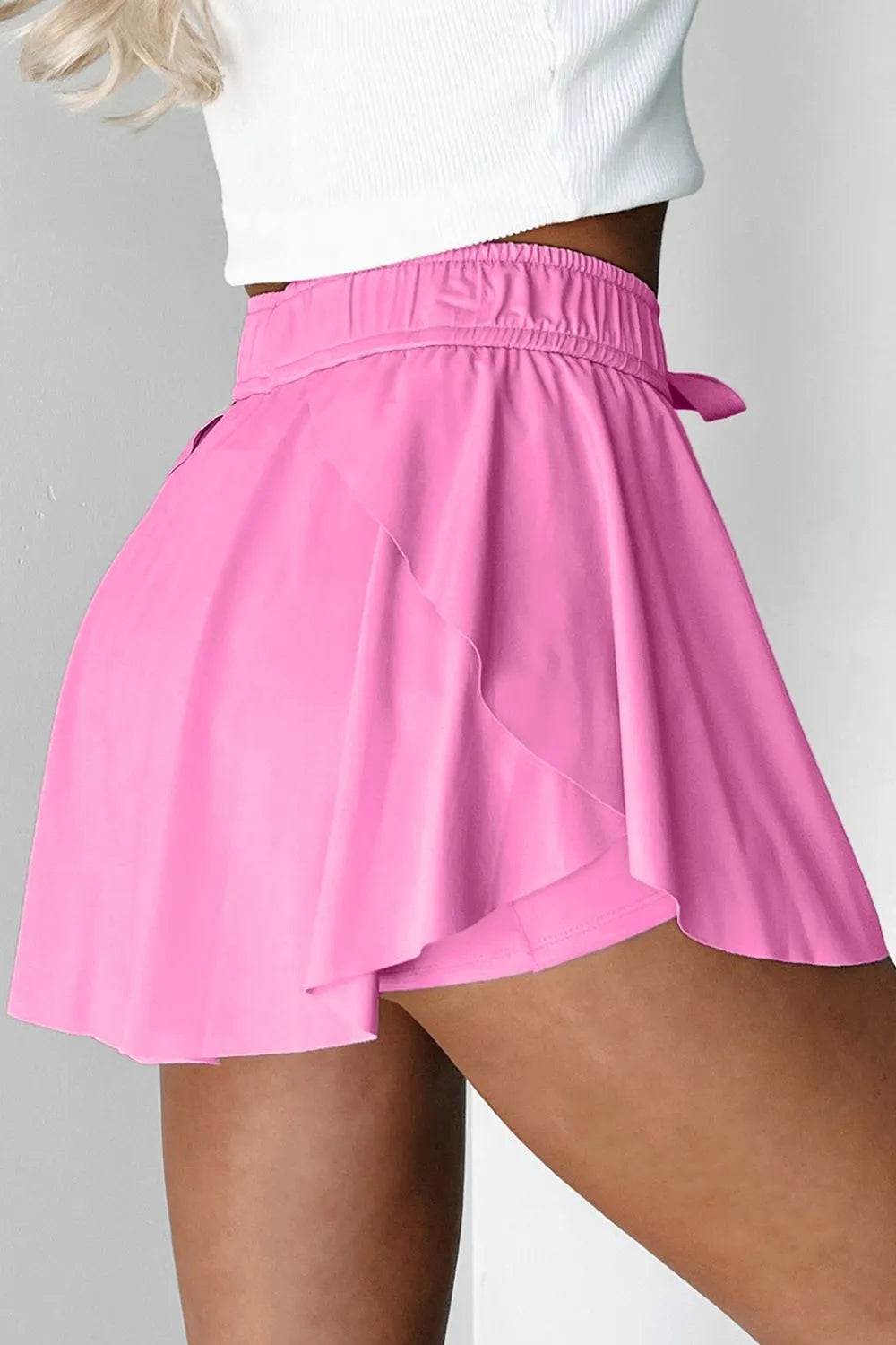 women's drawstring high waist lined active skorts - additional image