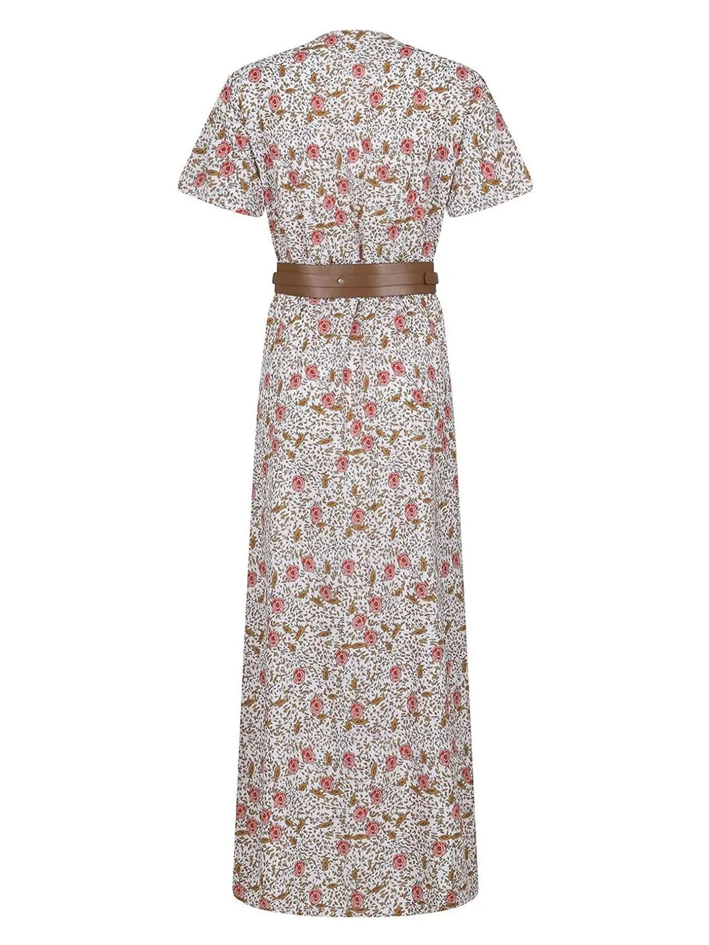 Full Size Printed V-Neck Short Sleeve Maxi Dress Plus Size