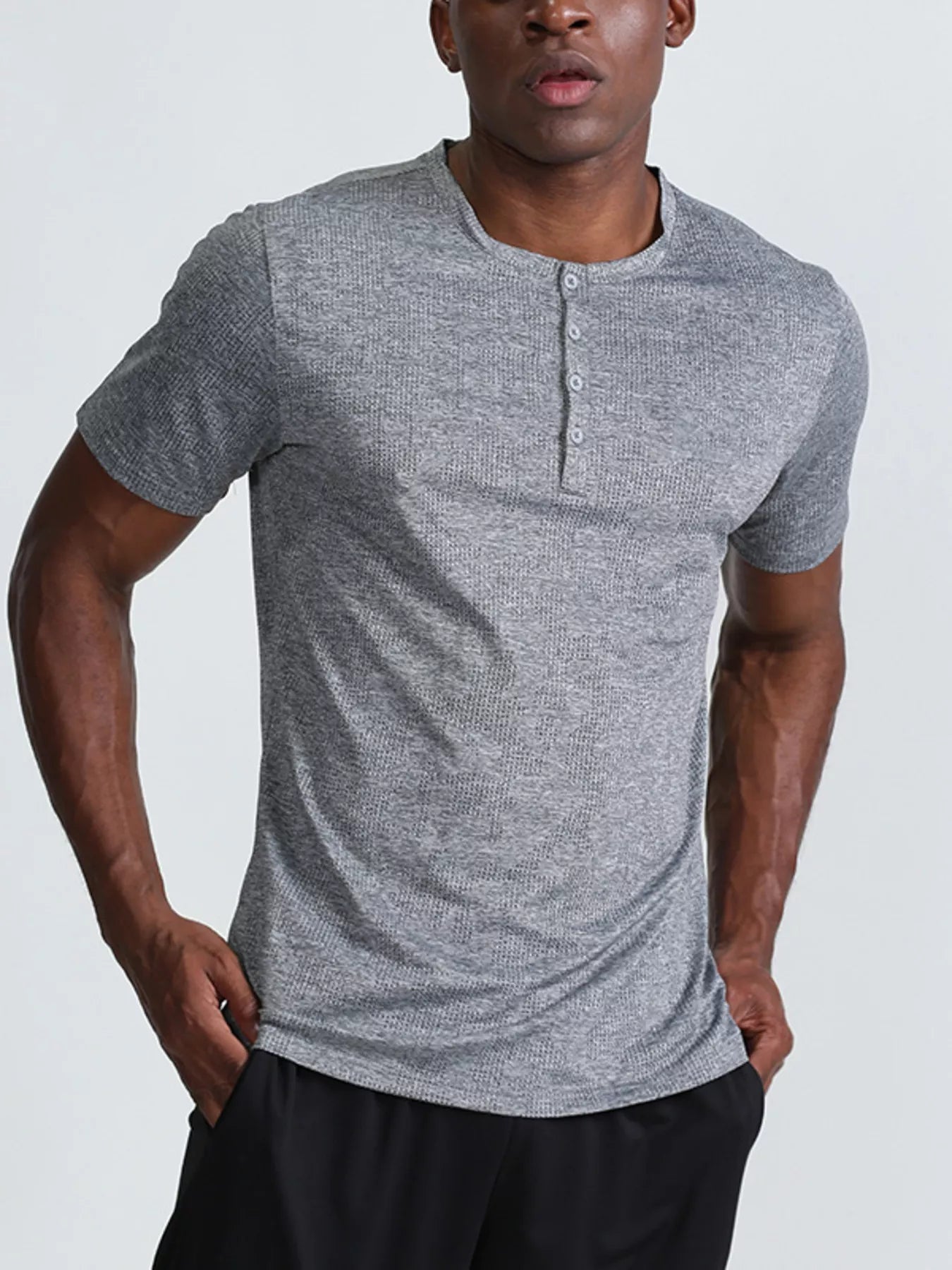 men's men's plus size lightweight henley active t-shirt - product detail