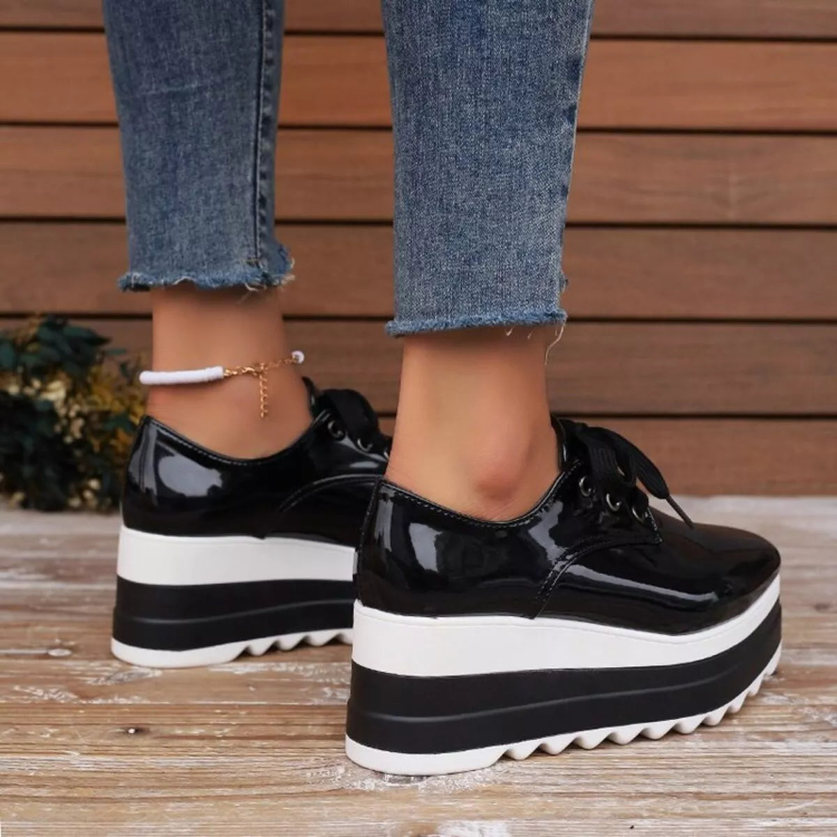 women's lace up platform sneakers - additional image