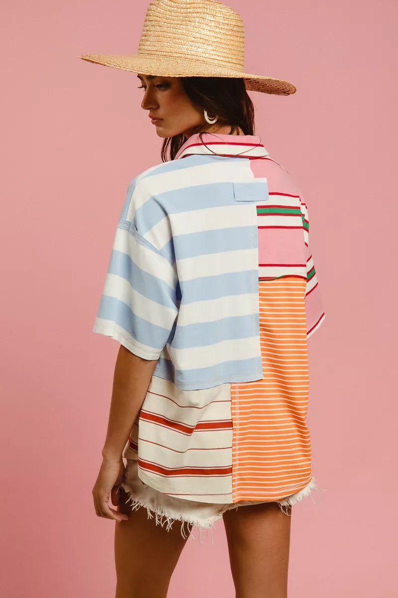 women's bibi mix and match stripe color block shirt - extra view
