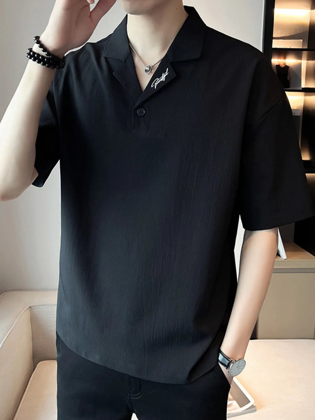 men's men's plus size short sleeve polo shirt with embroidered detail - main product image