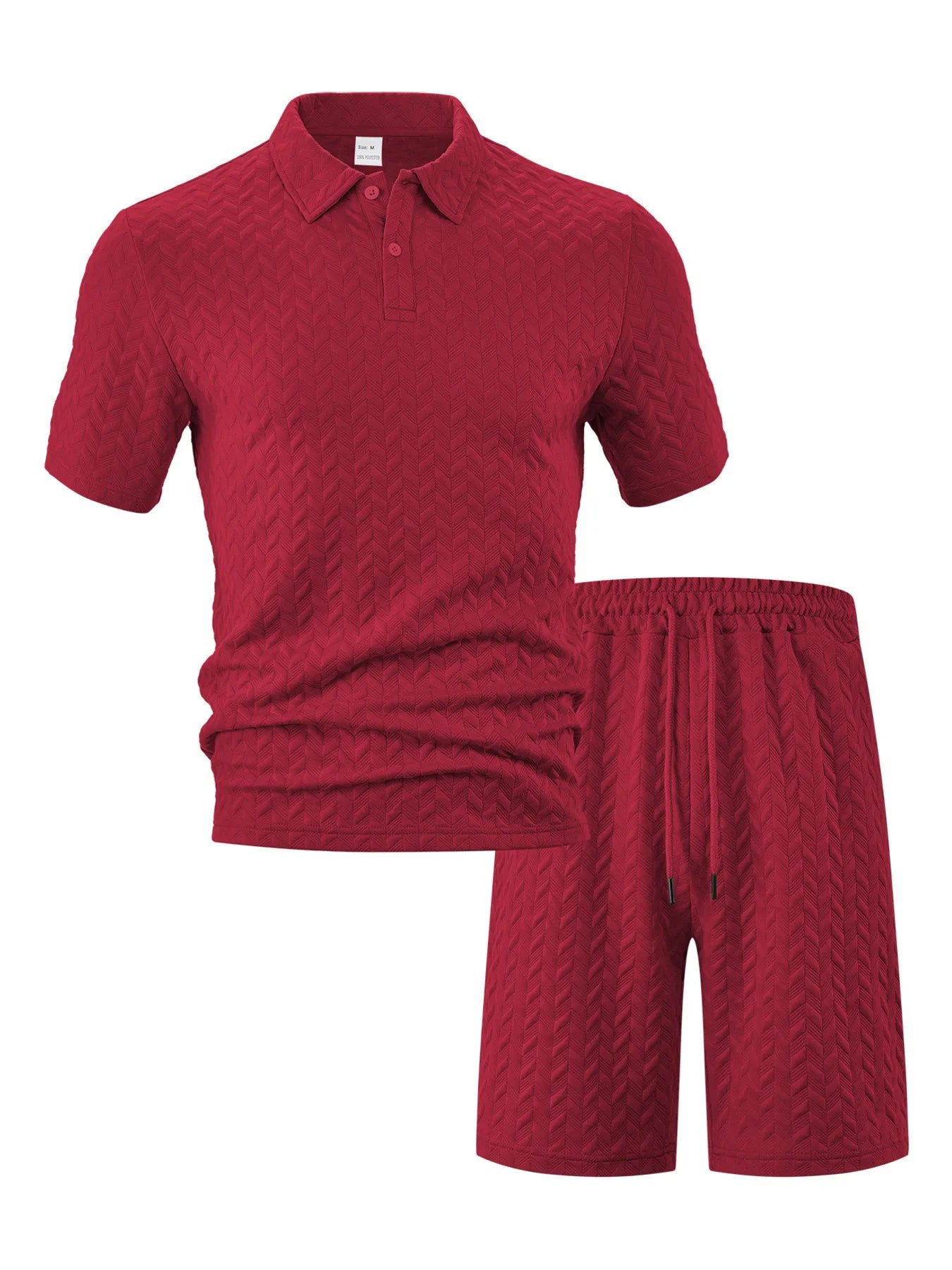men's men's full size textured polo shirt and shorts set plus size - styling option