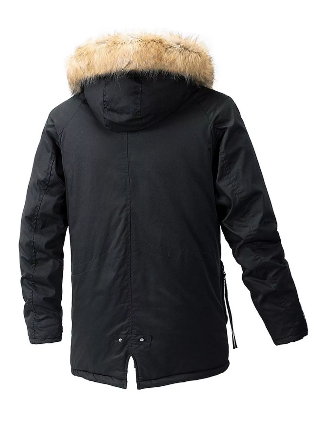 men's men's plus size fur hooded winter parka coat - alternate angle
