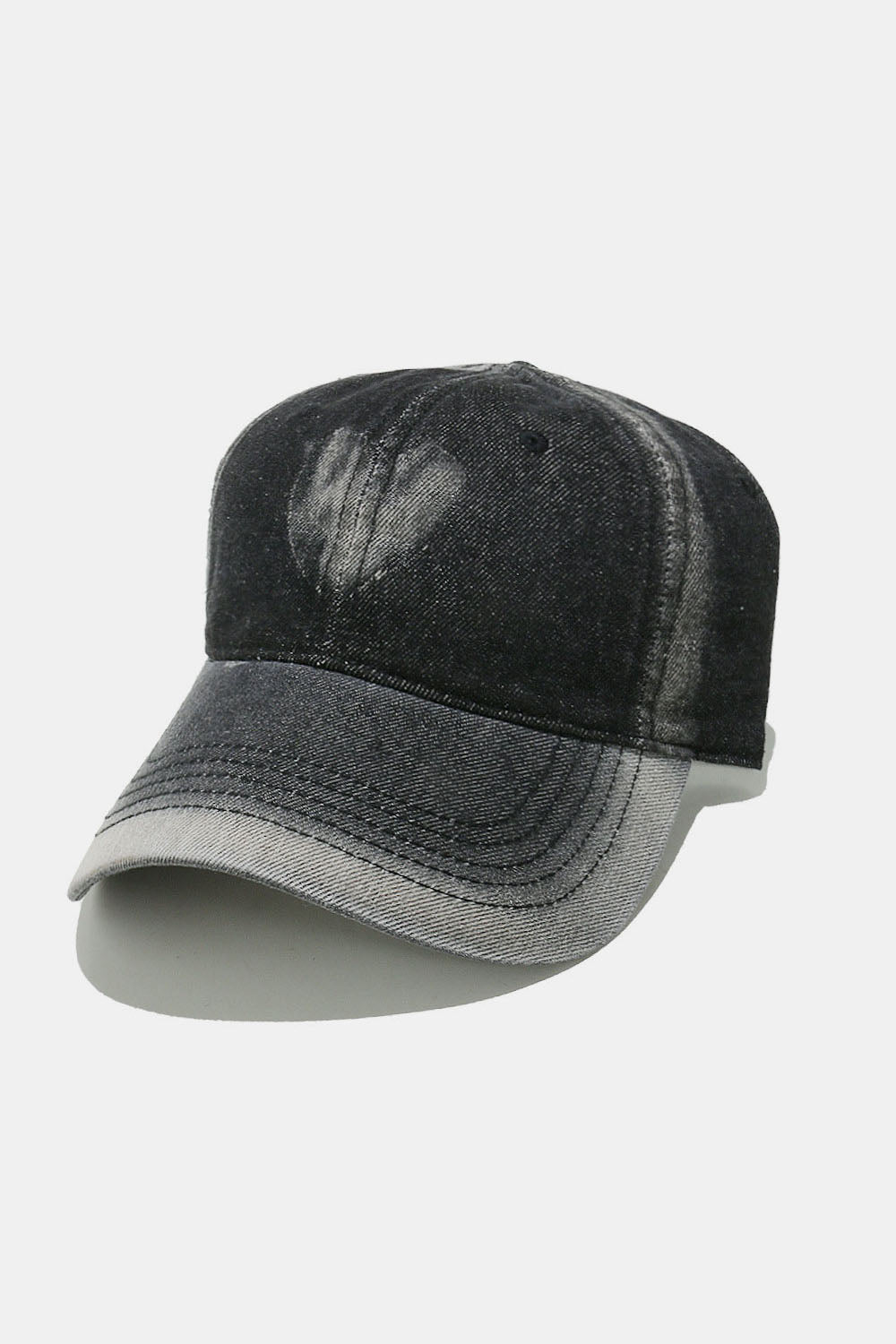 Heart Cotton Baseball Cap Black One Size