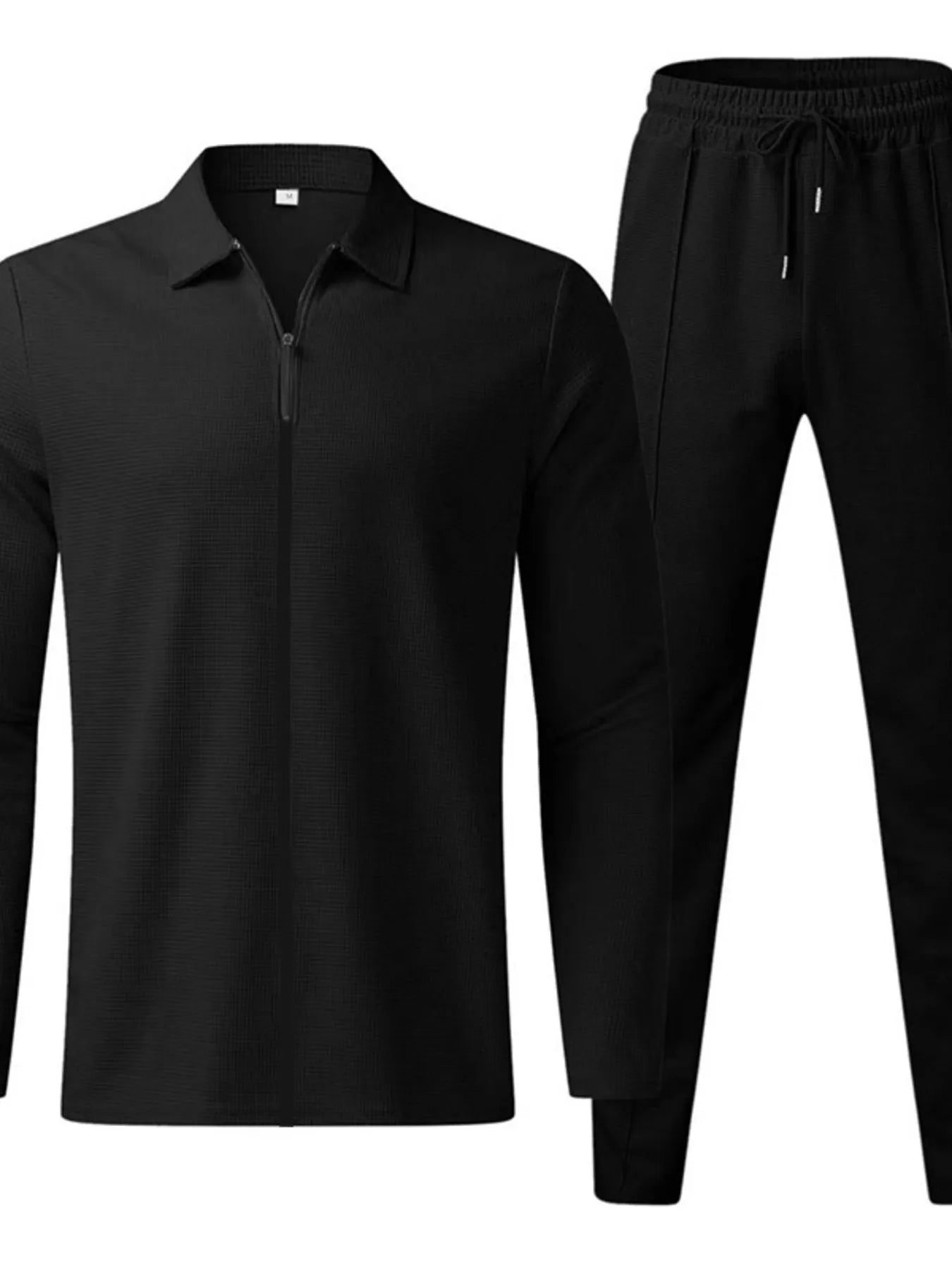 men's men's full size zip up top and pants set plus size - styled view