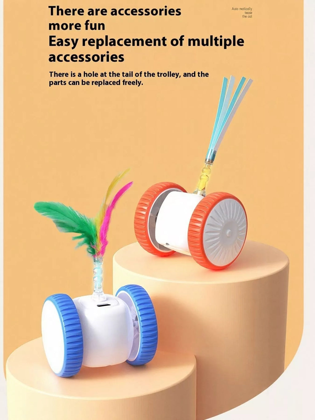 interactive self-rotating feather pet chase toy - additional image