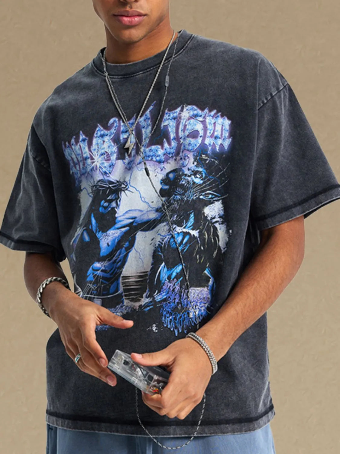Men's Round Neck Half Sleeve Graphic T-Shirt