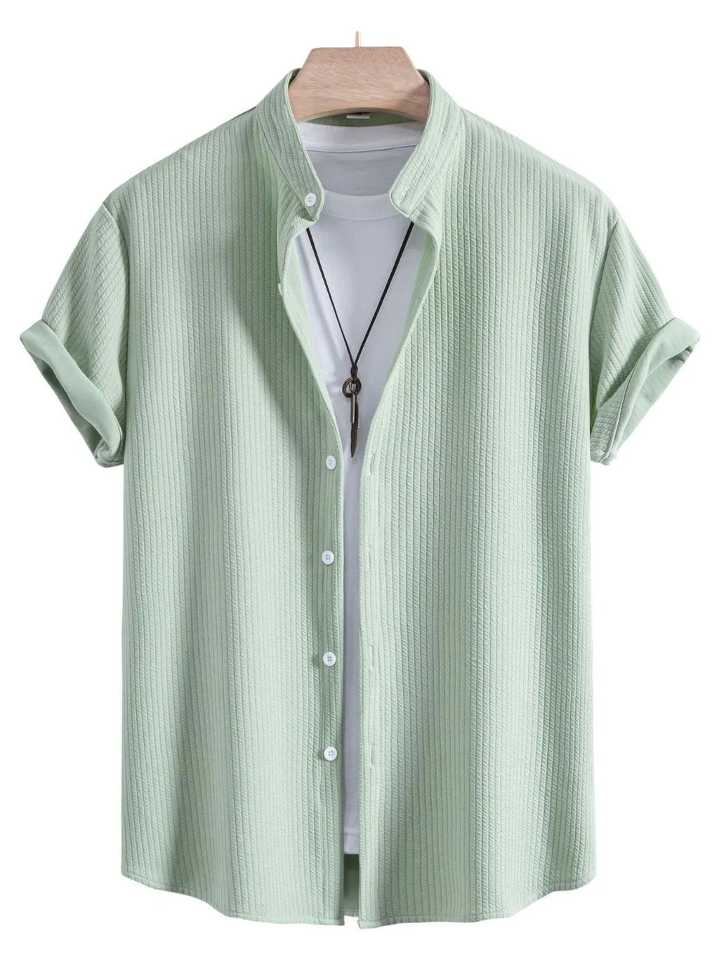 men's men's ribbed short sleeve shirt and shorts set - additional angle