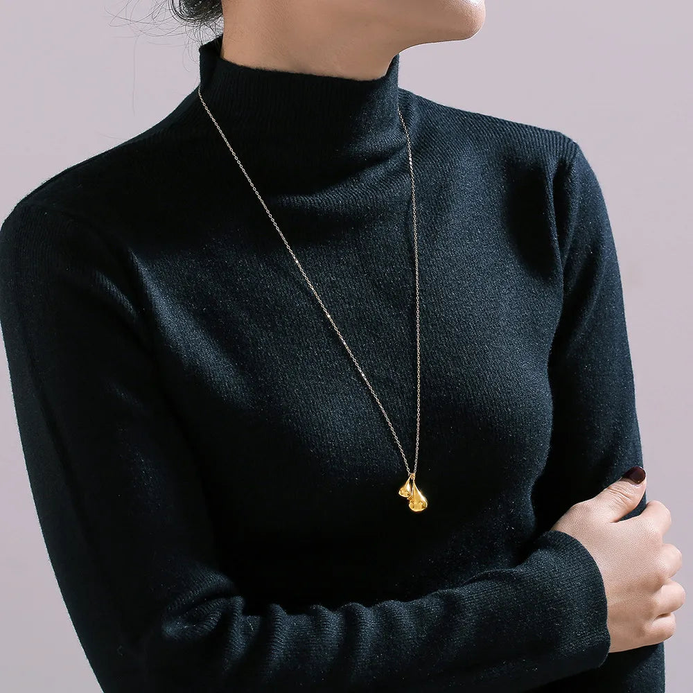 stainless steel water drop shape pendant necklace — women’s activewear view